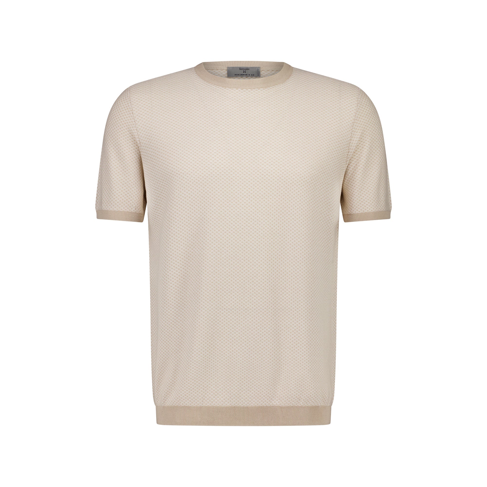 Ferrante Men's Short Sleeve Contrast T-Shirt - Soft Cotton Casual Tee in Beige | Perfect for Everyday Wear, Street Style & Summer Outfits