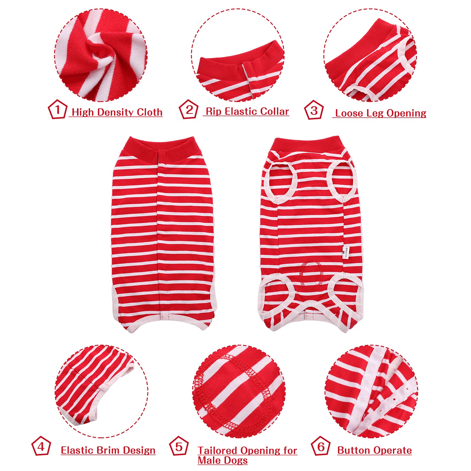 SAWMONG Dog Recovery Suit for Post-Surgery Care - Soft Spay Surgical Suit for Female & Male Dogs - Alternative to E-Collar Cone - Red X-Small - Perfect for Wound Protection & Comfort After Neutering or C-Section