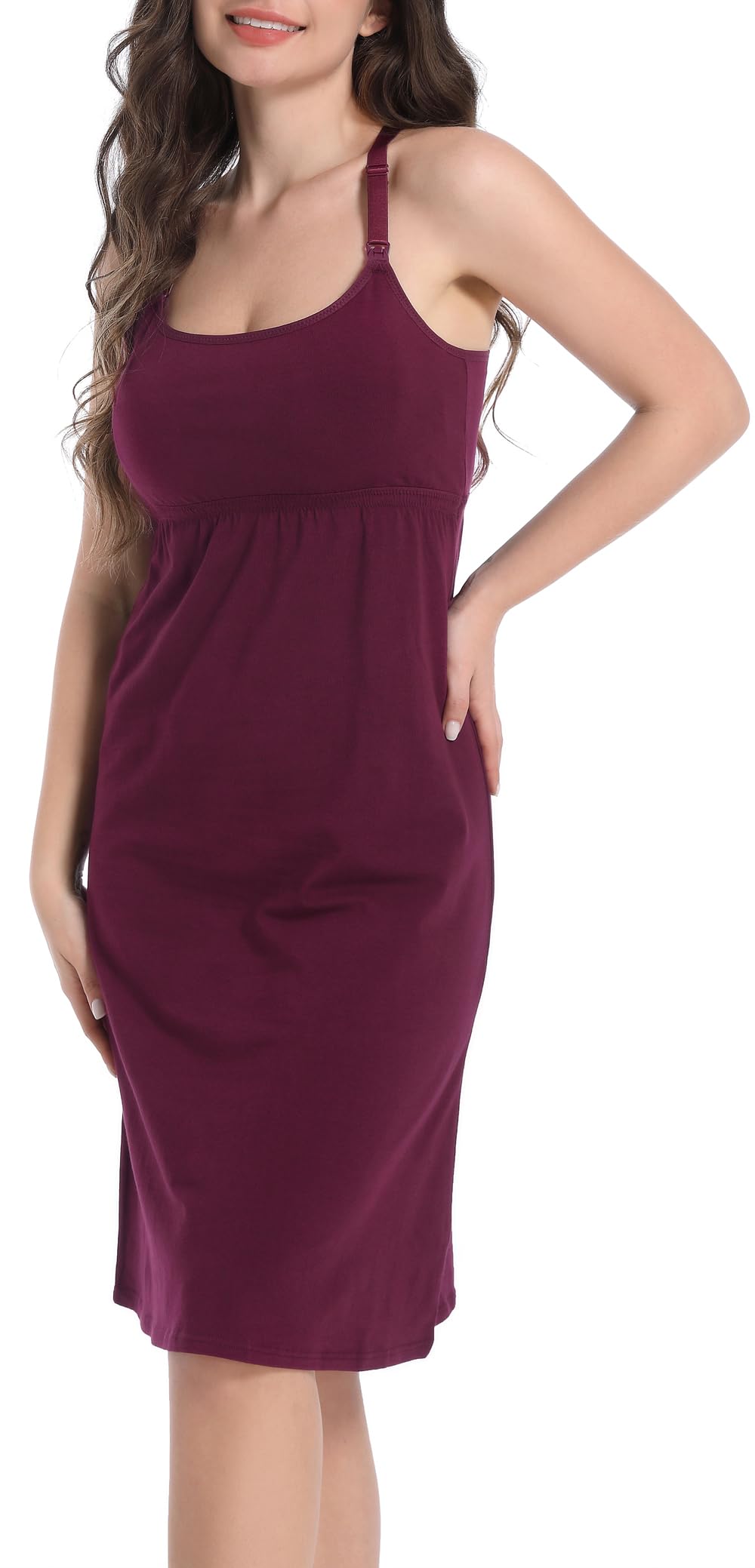 SUIEK Women's Maternity Nursing Tank Top - 100% Cotton Breastfeeding Nightgown & Sleepwear for Nursing Moms | Comfortable Maternity Pajamas for Pregnancy & Postpartum