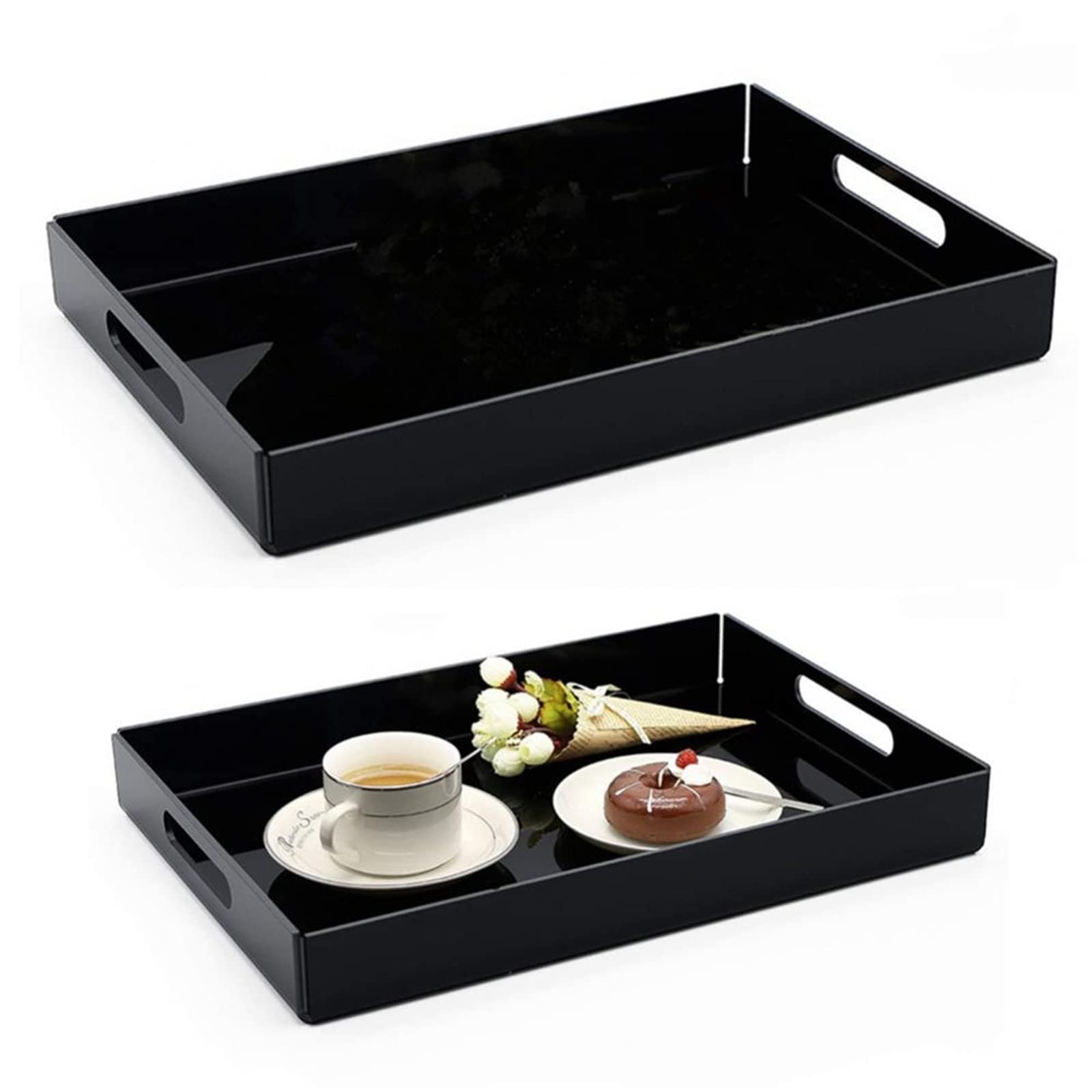 Premium Wooden Serving Trays for Home Kitchen - Elegant Food, Coffee, Snack & Dessert Platter - Perfect for Entertaining, Breakfast in Bed, and Party Serving