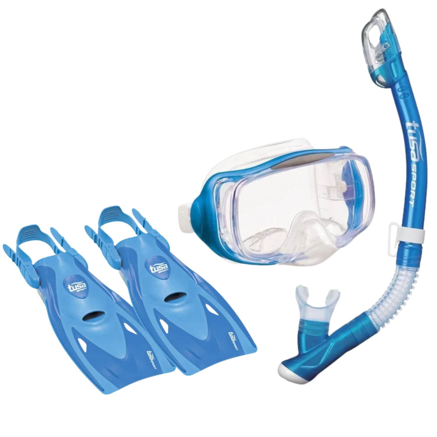 Tusa Imprex Snorkel Set with Comfortable Fins - Perfect for Scuba Diving, Snorkeling & Beach Vacations