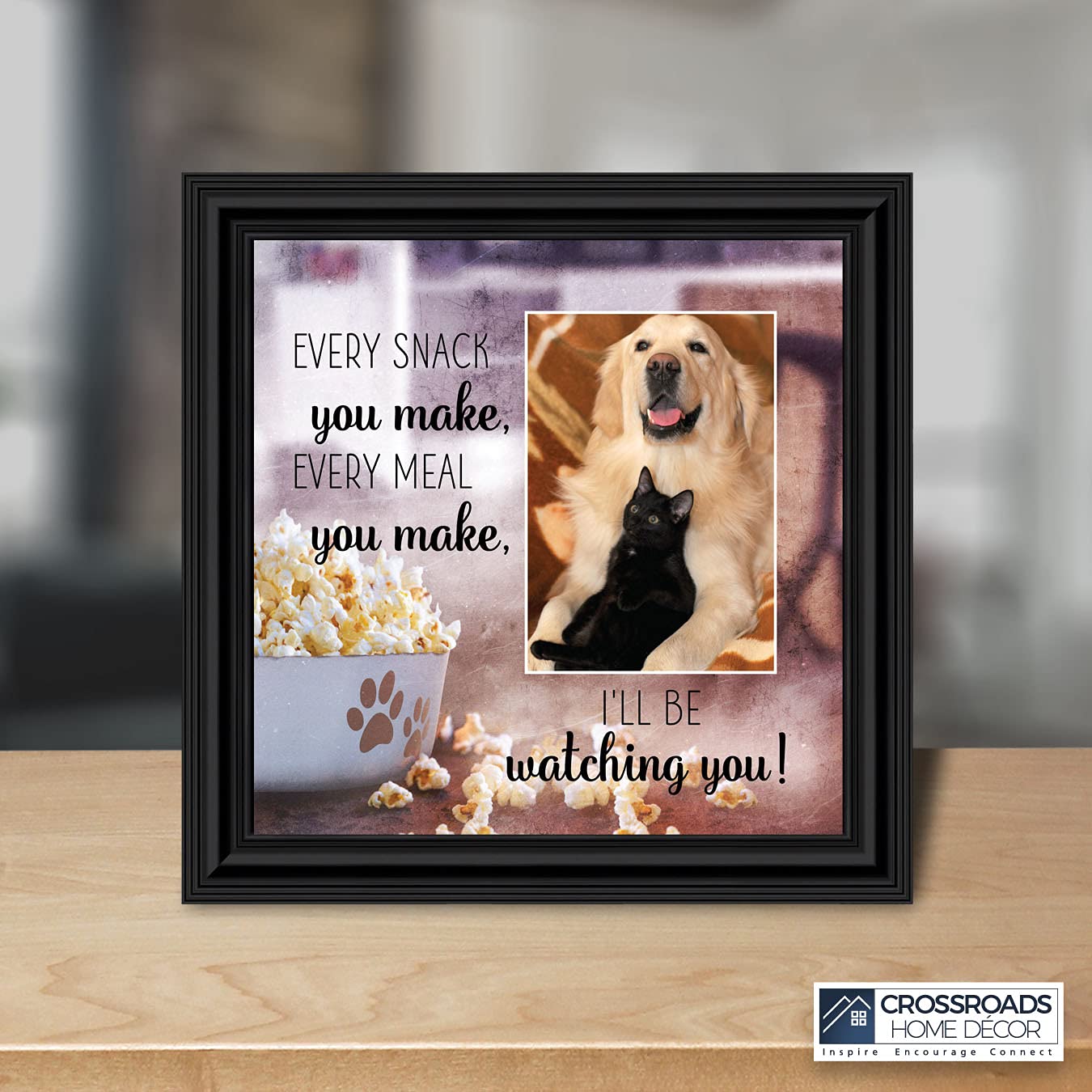 Crossroads Home Décor Dog Picture Frame with Snacks - Paw Print Wall Art for Pet Lovers - Perfect for Living Room, Bedroom, or Office Decor (6437B)