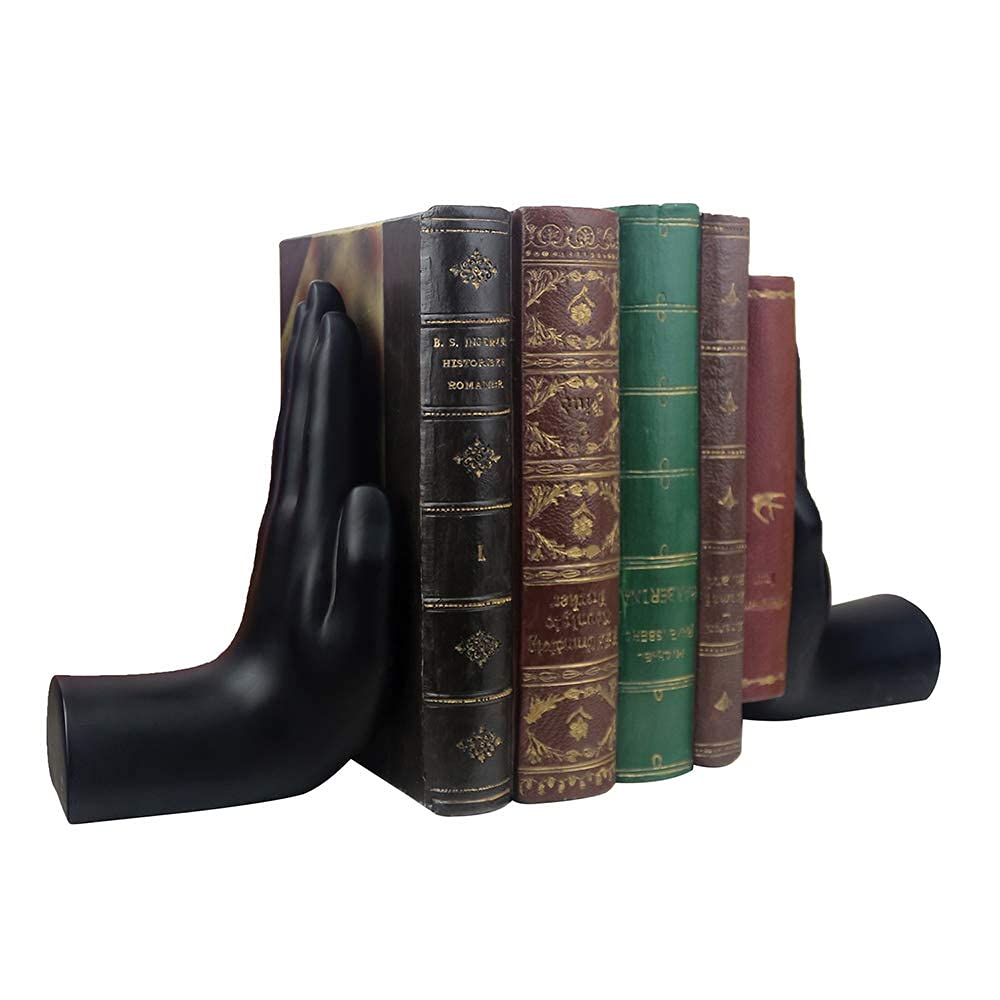 Black Heavy Duty Decorative Hands Bookends - 8.5