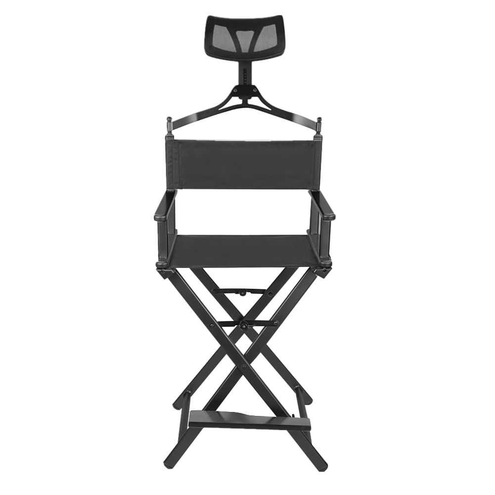 Portable Director Makeup Chair with Adjustable Headrest - Professional Beauty Salon Styling Chair for Hairstylists & Makeup Artists - Perfect for Salon, Home & Film Set Use
