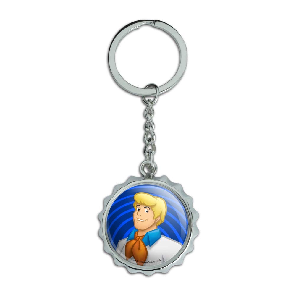 Scooby-Doo Fred Keychain - Chrome Plated Metal Bottle Opener with Pop Cap - Perfect for Fans, Collectors & Beer Enthusiasts - Great Gift for Parties, Travel & Everyday Use