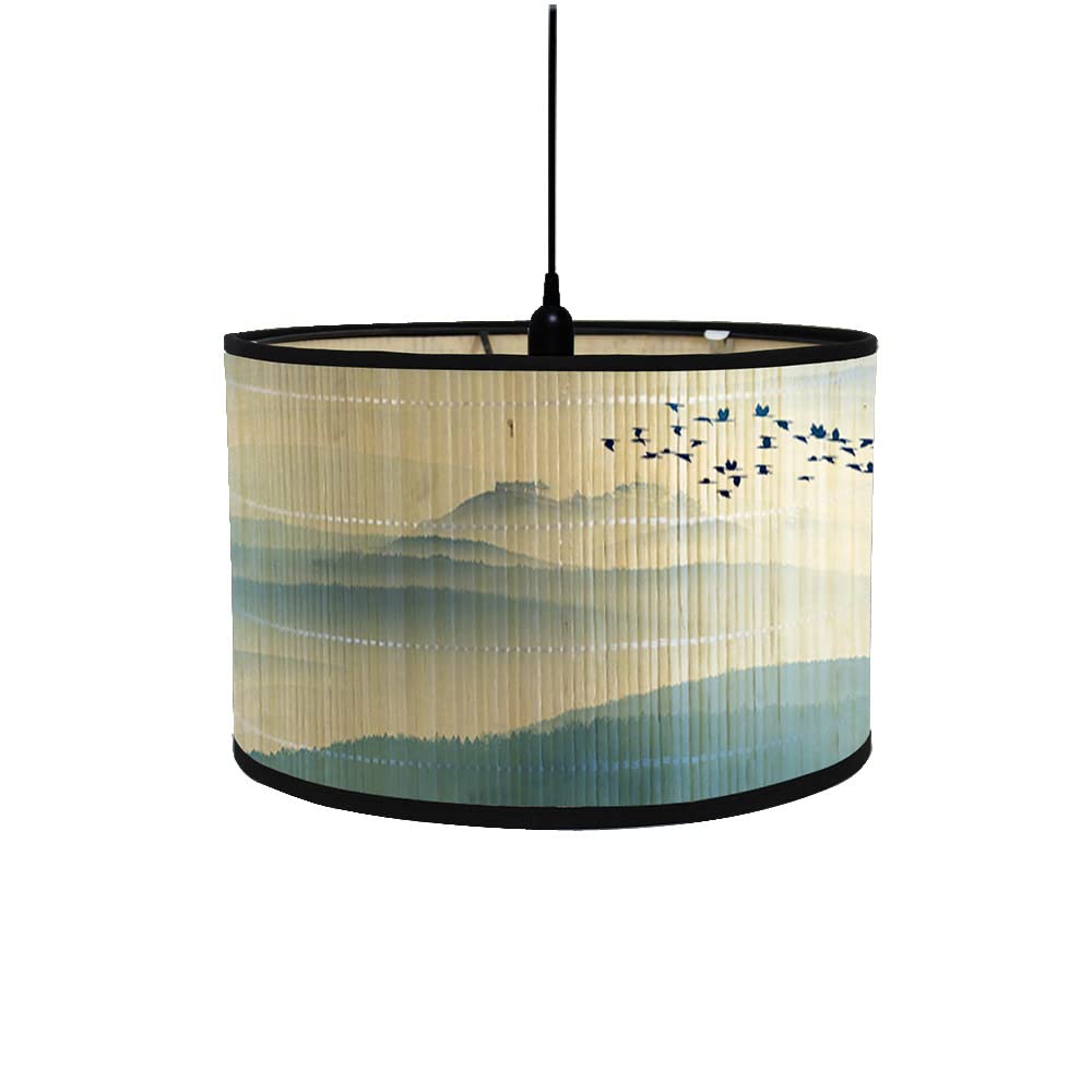 Handmade Bamboo Lamp Shade - Traditional Chinese Landscape Chandelier with Detachable Japanese Style Lampshade - Perfect for Floor Lamps & Table Lamps - Elegant Home Decor for Living Room, Bedroom & Office Lighting