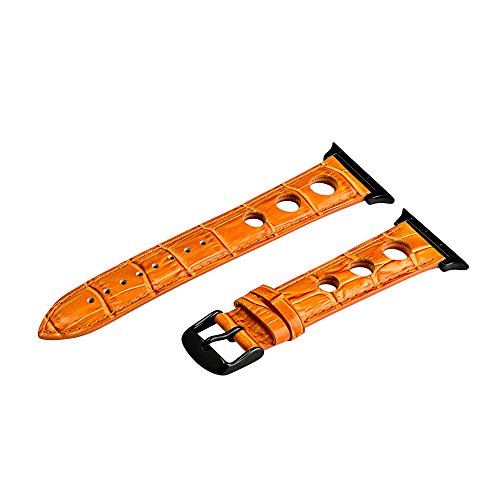 Orange Croco 3 Hole Bands / Black Hardware