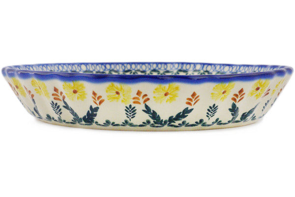10-Inch Fluted Pie Dish with Golden Flower Garden Design - Perfect for Baking Apple Pies, Quiches & Tarts | Elegant Oven-to-Table Serving Dish for Holidays & Dinner Parties