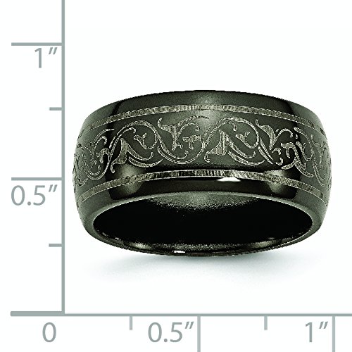 Men's Black Titanium Laser-Engraved 10mm Domed Wedding Band Ring - Durable & Stylish for Everyday Wear, Anniversary Gifts & Special Occasions