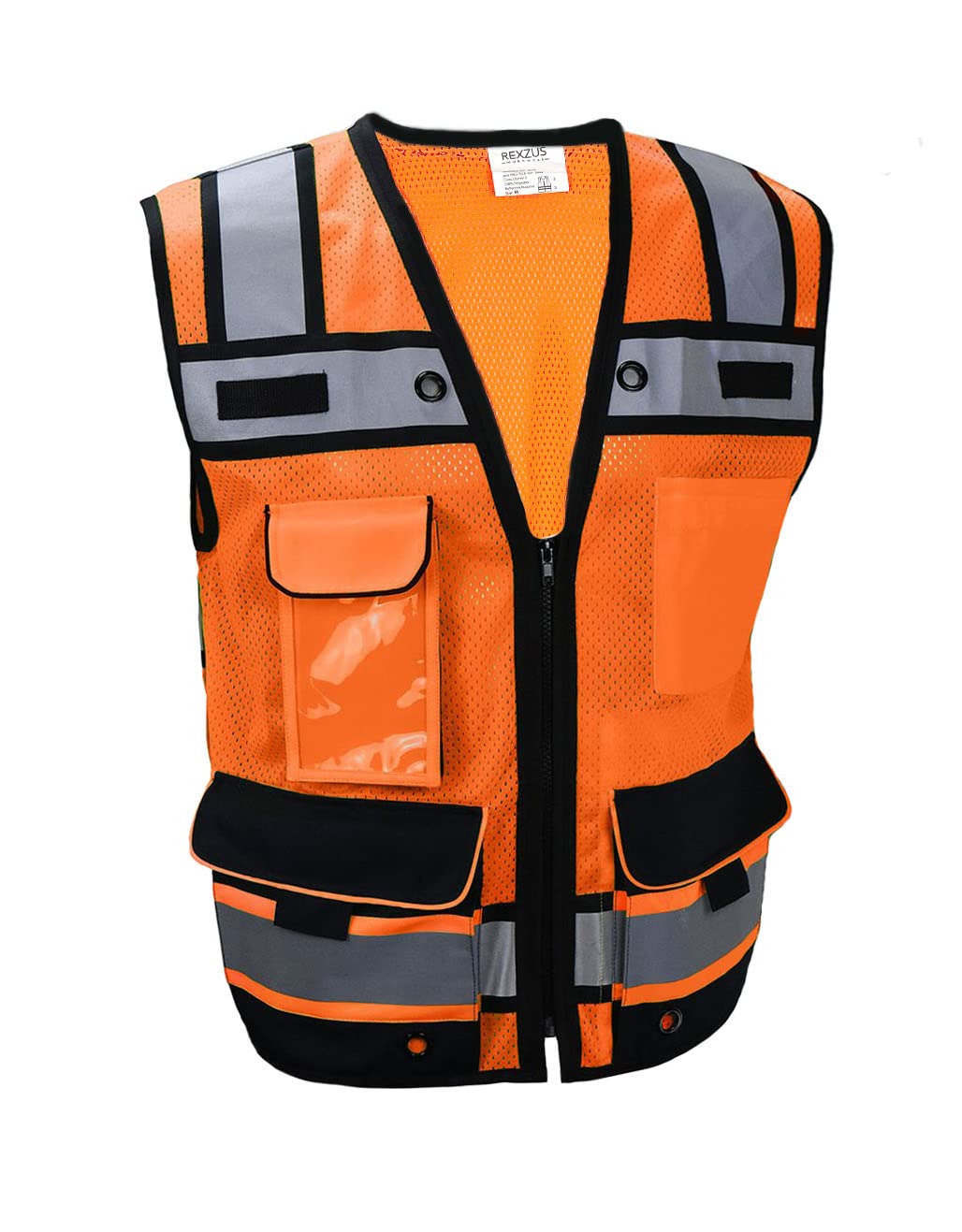 High Visibility Reflective Safety Vest with Zipper & Pockets - ANSI Certified Mesh Work Vest for Construction, Road Work & Night Safety