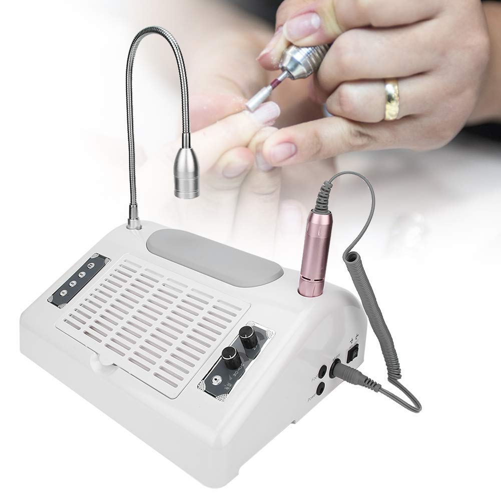 Geniusmeter® 5-in-1 Nail Dust Collector & Polishing Machine - 30000RPM High Speed Nail Art Vacuum Cleaner with LED Desk Lamp for Professional & Home Salon Use (Perfect for Nail Extensions, Acrylics & Manicures)
