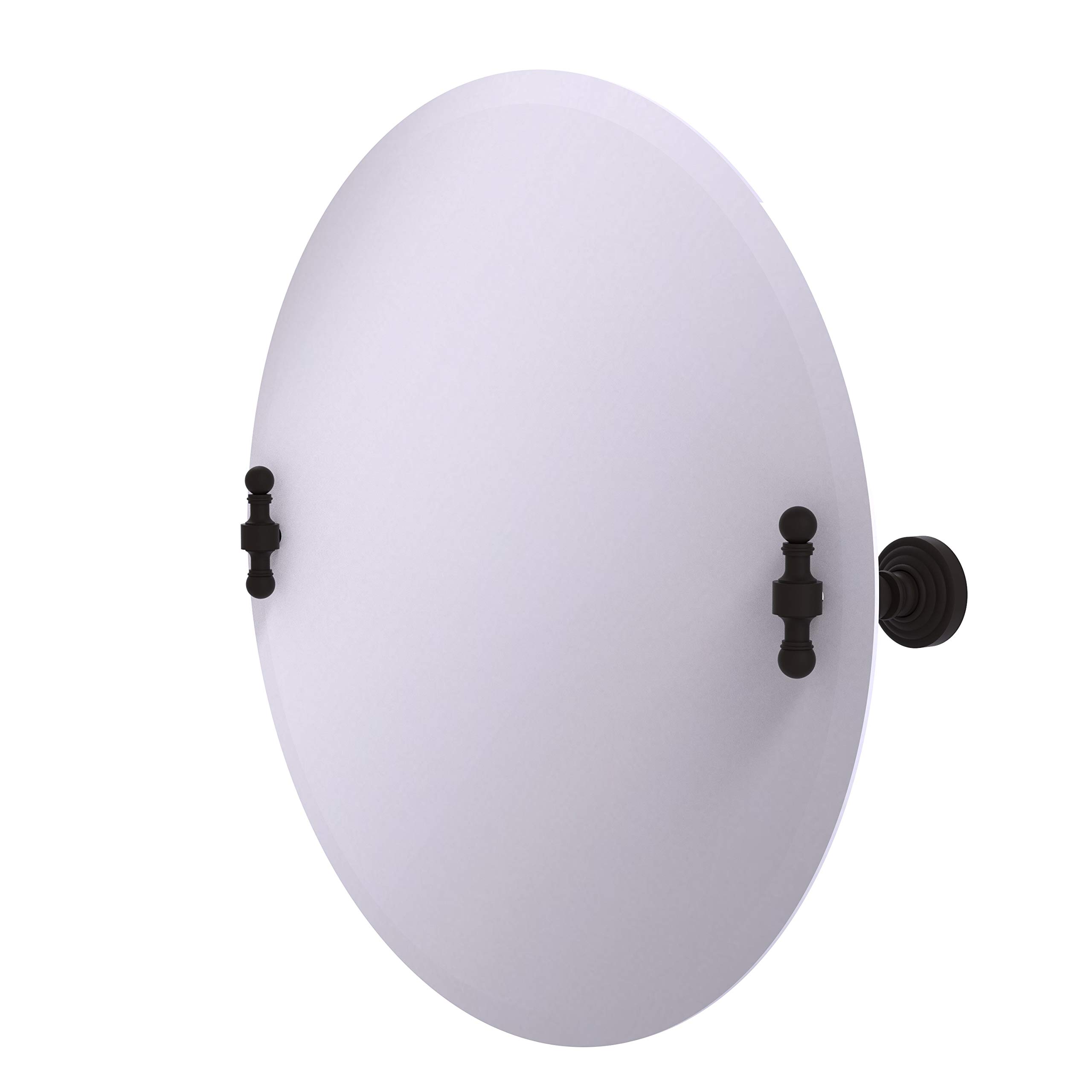 Allied Brass RW-90 Frameless Round Tilt Beveled Edge Wall Mirror in Oil Rubbed Bronze - Perfect for Bathroom, Bedroom, and Entryway Decor