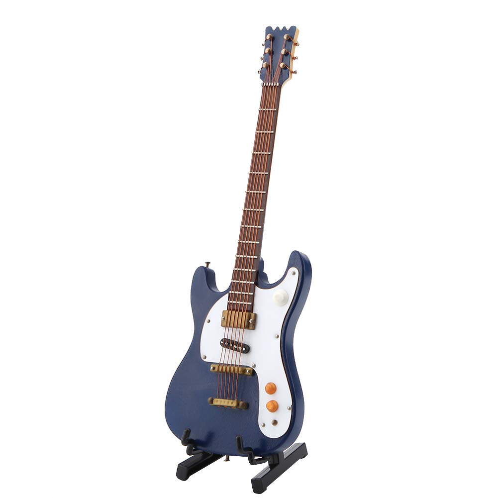 Zerodis Mini Wooden Guitar Model - Electric Guitar Miniature with Stand & Display Box - Perfect for Dollhouse Accessories, Home Decor & Musical Instrument Collectors | Great Gift for Musicians & Miniature Enthusiasts