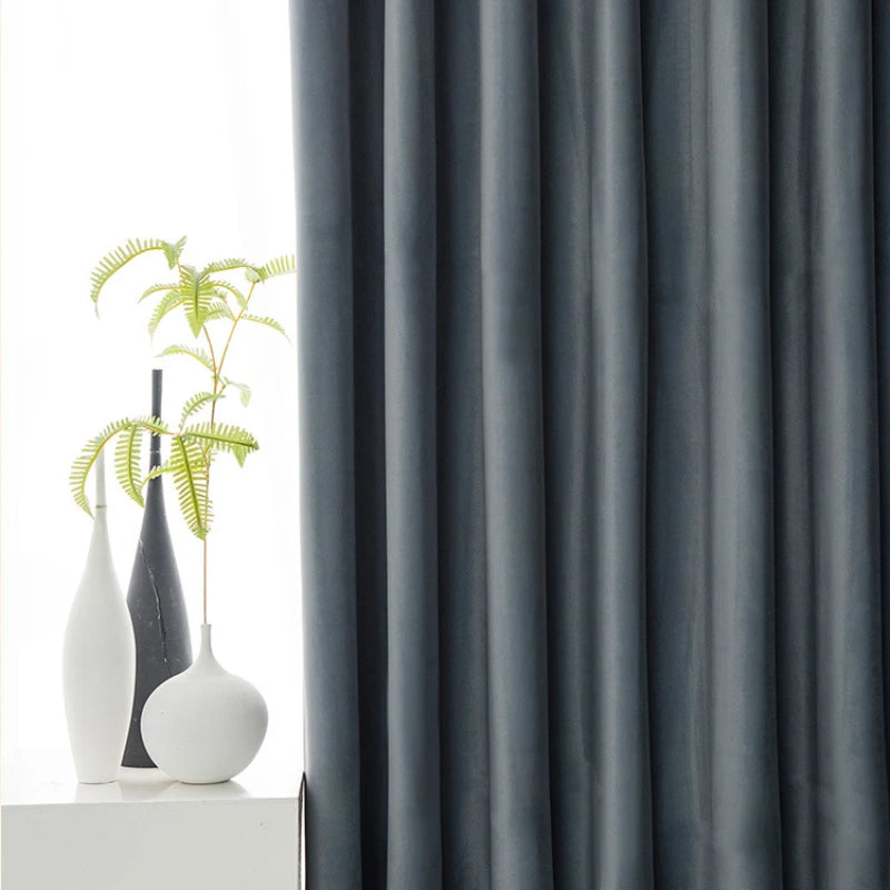 Wynter Velvet Minimalist Blackout Custom Curtains for Bedroom & Living Room - Thermal Insulated Noise Reducing Window Drapes for Home Decor