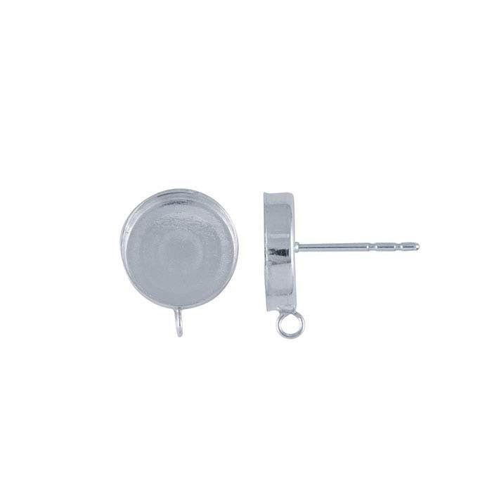 Sterling Silver 6-10mm Round Bezel Cup Post Earring Mountings with Closed Ring - DIY Jewelry Making Supplies for Cabochon Earrings & Pendants - Perfect for Crafting, Gifts & Fashion Accessories