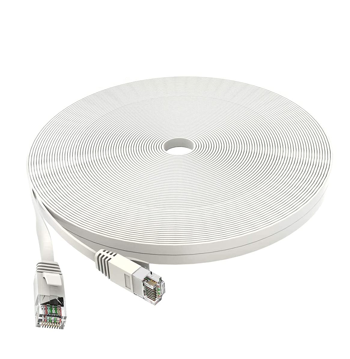 35ft White Flat Cat6 Ethernet Cable - UTP RJ45 LAN Network Patch Cord for High-Speed Internet - Compatible with PC, Laptop, Router, Modem, Gaming Console (Xbox/PS), Smart TV & VoIP - Ideal for Home Office, Online Gaming & Streaming