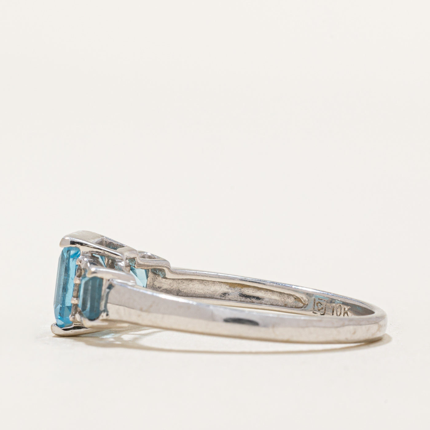 1.50ctw Three Stone Princess Cut Topaz & Diamond Ring | 0.05ctw Diamonds | Size 7.25 | Elegant Engagement, Anniversary & Gift Jewelry for Women
