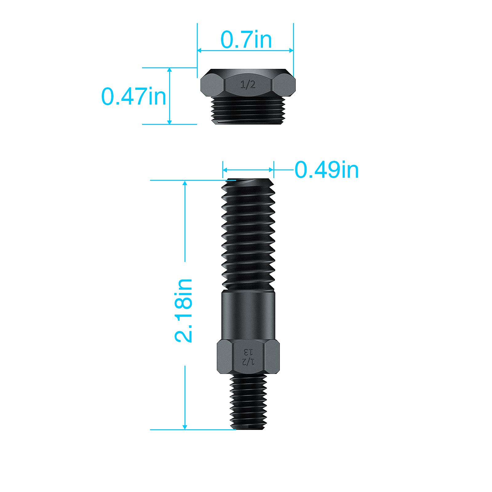 AKKTOL 1/2-13 Rivet Nut Mandrel & Nose Piece Replacement for Rivnut Tool - Perfect for Automotive, Metalworking, and DIY Projects
