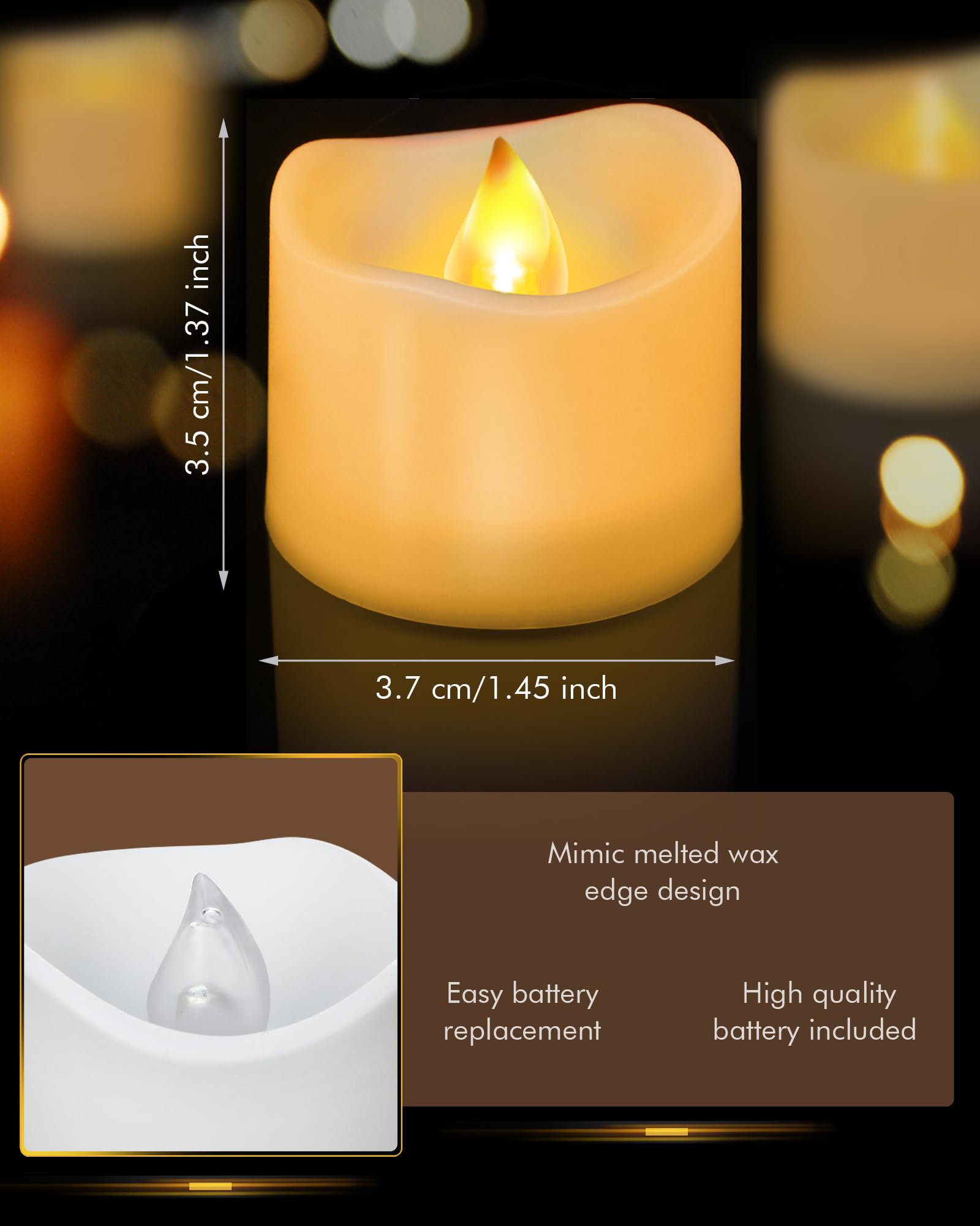 Hortsun 120 Flameless LED Tea Lights - Warm White for Romantic Decor & Festivals
