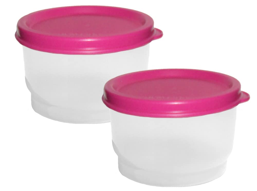Tupperware 4 Ounce Snack Cups with Pink Lids - Set of 2 BPA-Free Food Storage Containers for Kids Lunch, Office Snacks & Meal Prep