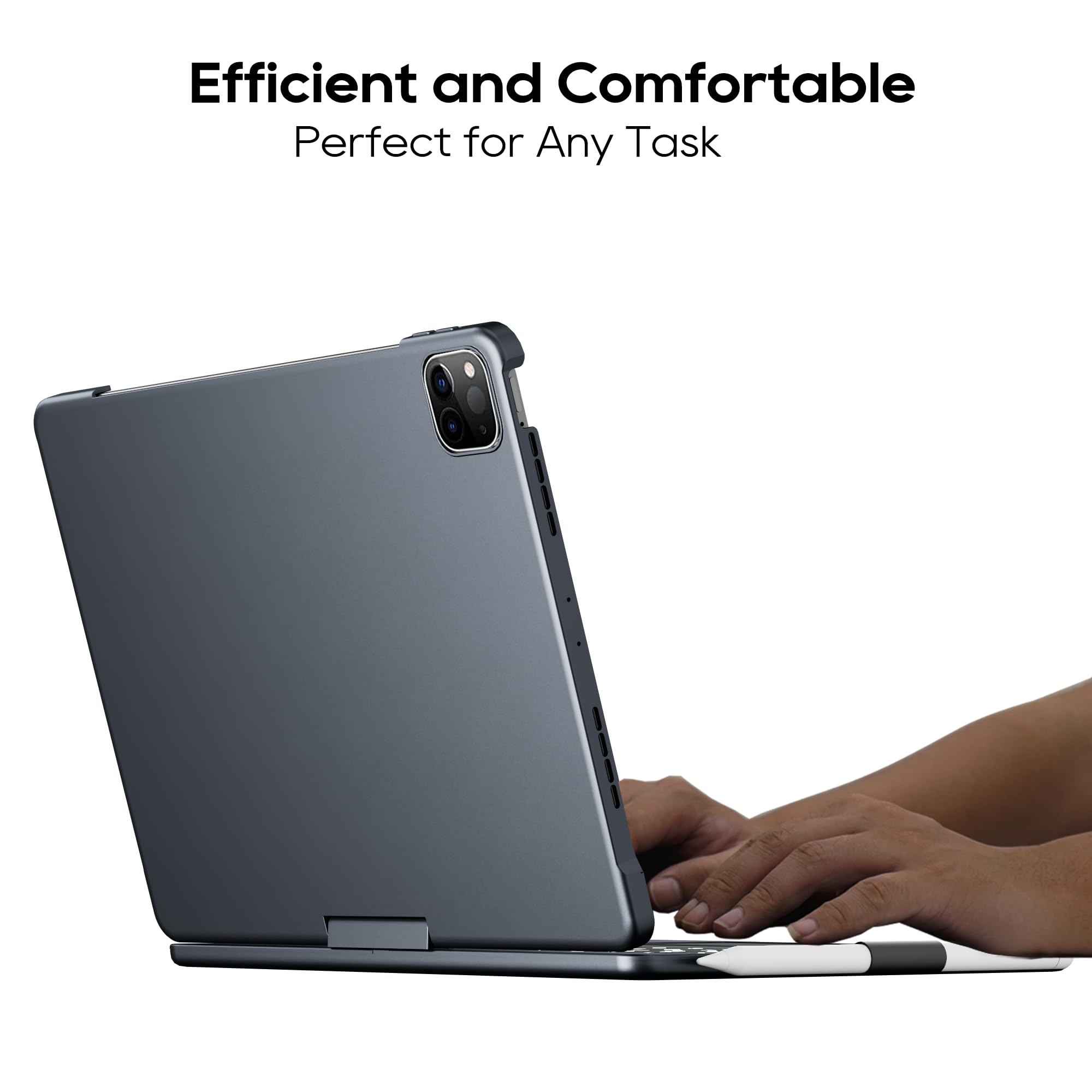 Swivel Keyboard Case for Apple iPad Air 11 inch (M3-M2) 2025 & iPad Air 5th/4th Gen & iPad Pro 11-inch (1st-4th Gen) - Rotatable Protective Cover with Apple Pencil Holder, Built-in Trackpad, Backlit Keys in Metallic Gray | Perfect for Work, Study & Travel