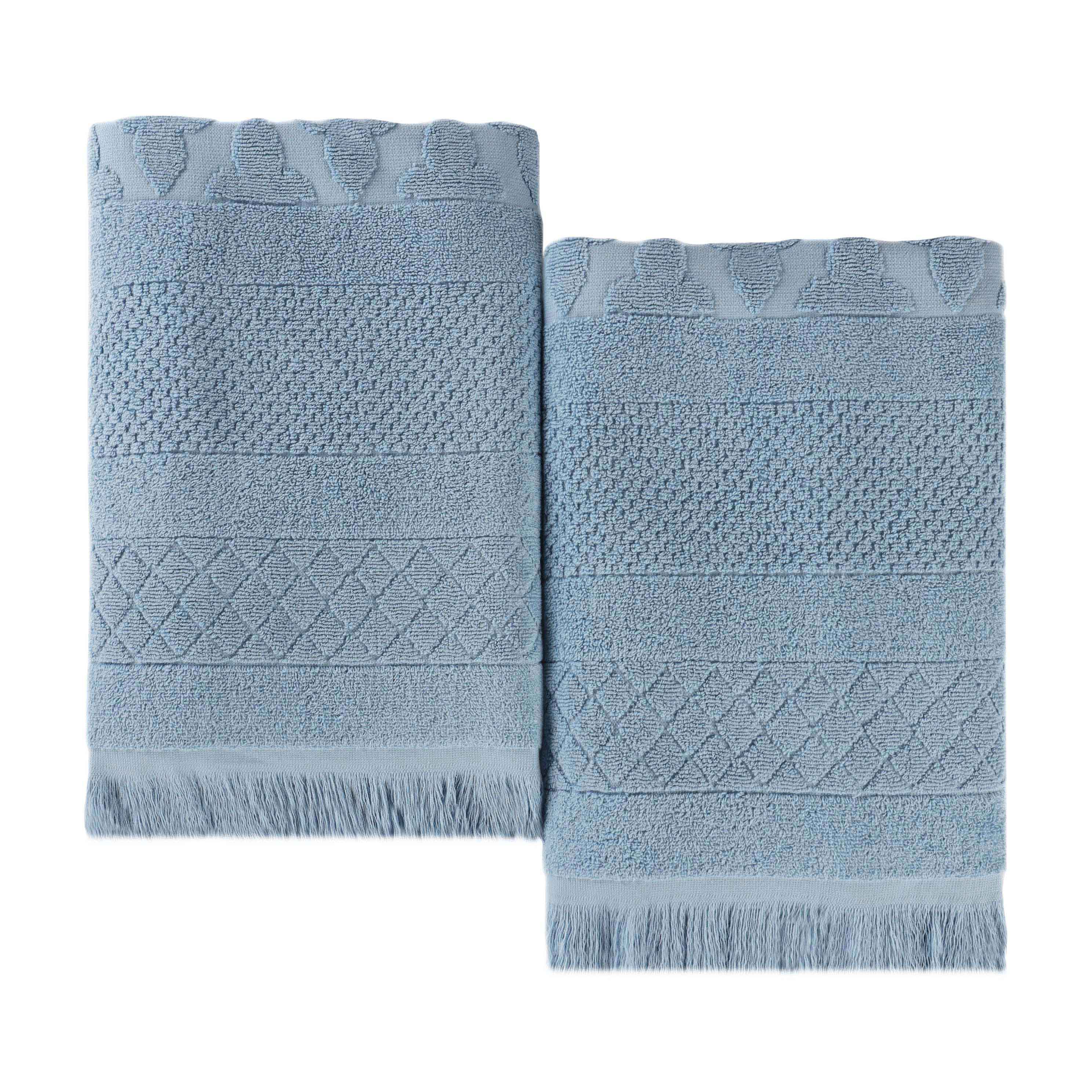 Premium Rolla Cotton Geometric Jacquard Plush Absorbent Bath Towel Set of 2 - Ultra Soft & Quick Dry Bath Sheets for Spa, Hotel & Luxury Home Use