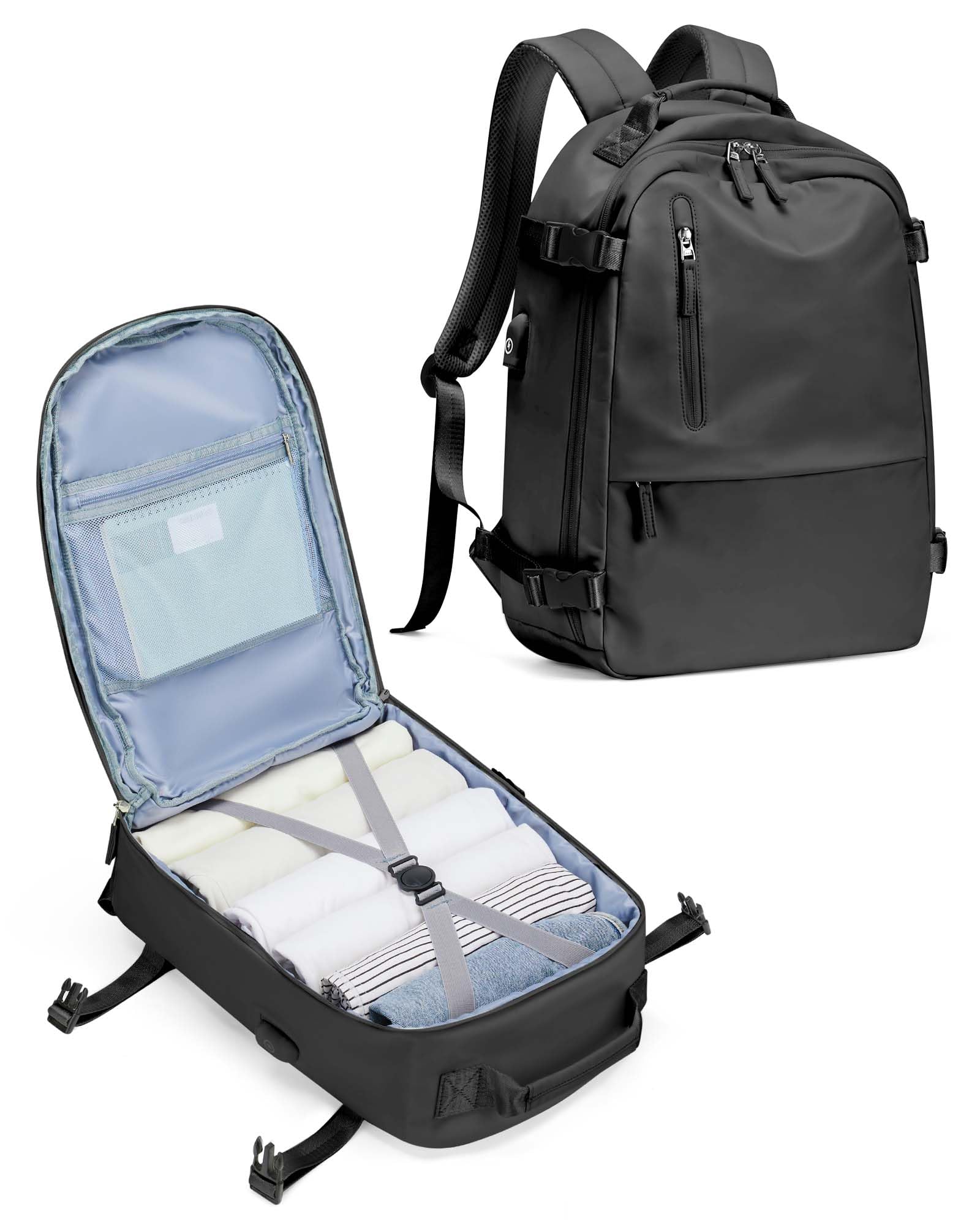 Lightweight Travel Backpack for Women & Men - TSA Approved Carry On Backpack with USB Charger, Water Resistant Daypack for Hiking, Business & Airplane Use - Perfect for Commuting, College & Weekend Getaways