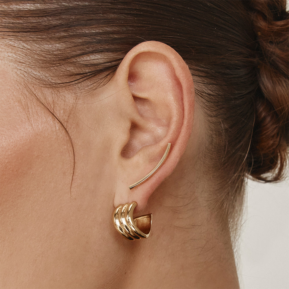 Gold Triple Wave Hoop Earrings for Women - Trendy Boho Chic Jewelry for Everyday Wear & Special Occasions