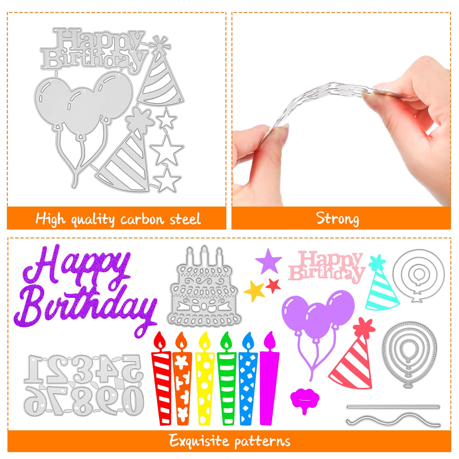 30-Piece Happy Birthday Metal Cake Cutting Dies Set - Balloons, Stencils for DIY Party Invitations, Scrapbooking & Card Making - Perfect for Birthday Cards, Albums, and Craft Projects