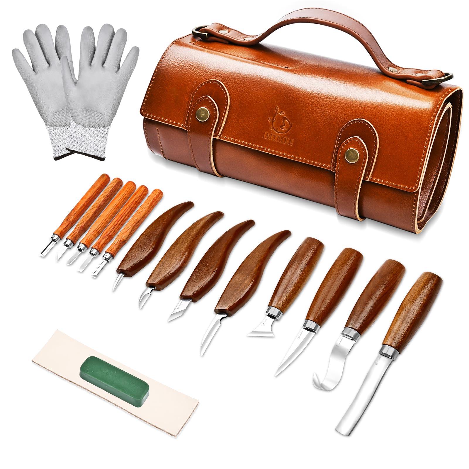 Premium Wood Carving Kit for Beginners - 12-Piece Deluxe Wood Carving Tools Set with Whittling Knives & Leather Case - Perfect for Whittling, DIY Wood Crafts, and Hobby Projects