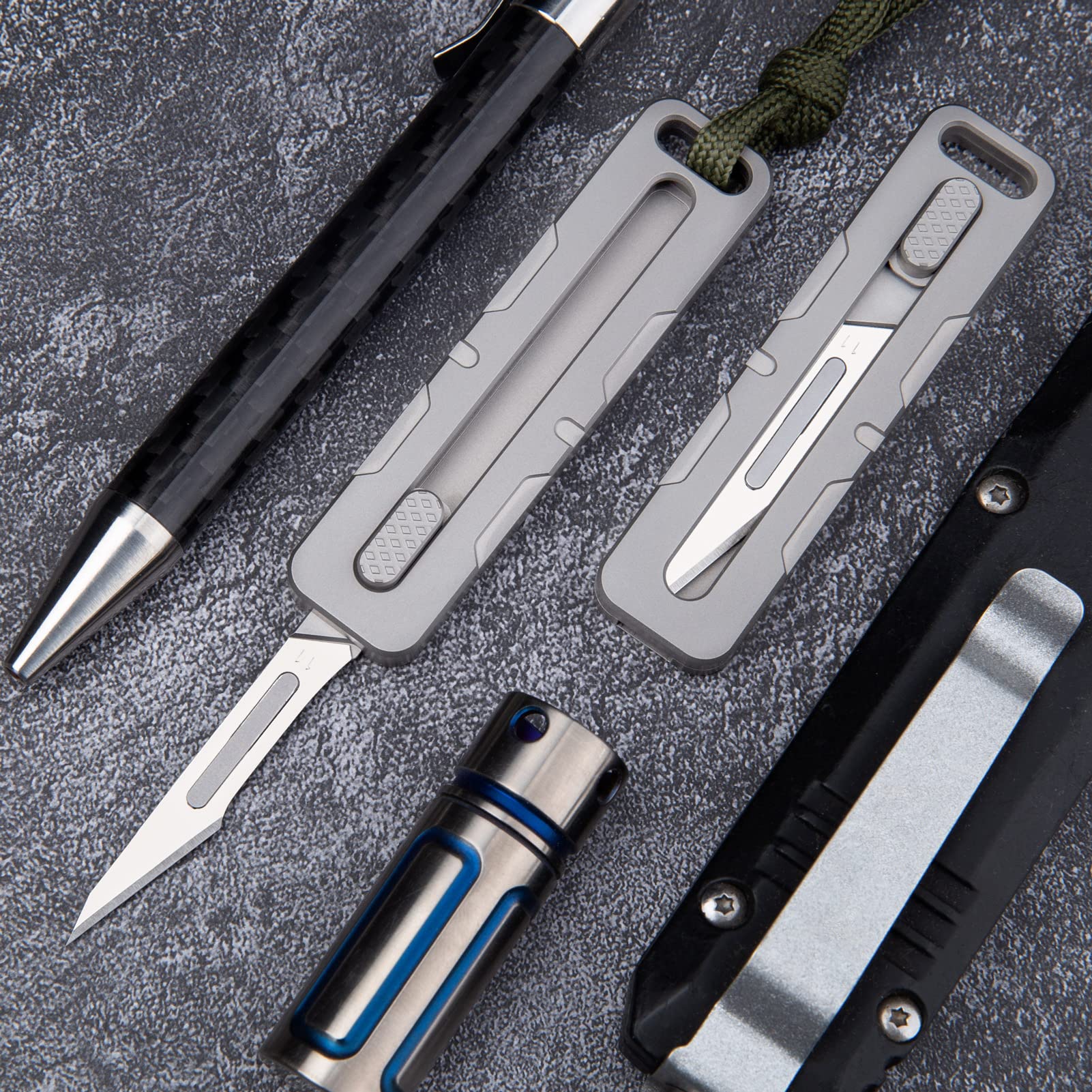 Mini Retractable Utility Box Cutter Knife - 10pcs #11 Scalpel Blades, 2.75