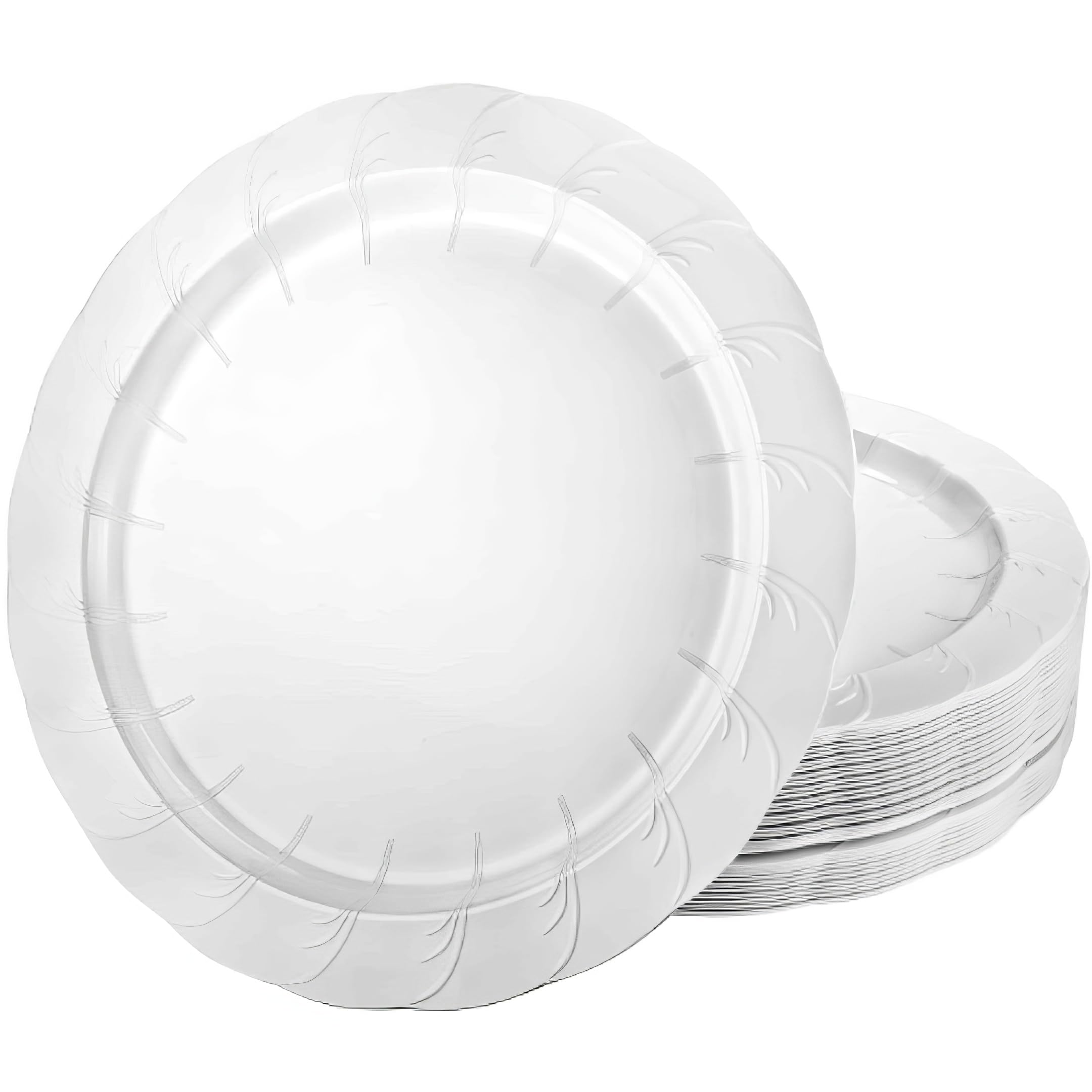 Premium Heavyweight Plastic Plates 7.5 Inch - Elegant White Dinnerware for Weddings & Parties (40-Pack) | Durable Disposable Plates for Catering, BBQs, and Special Events