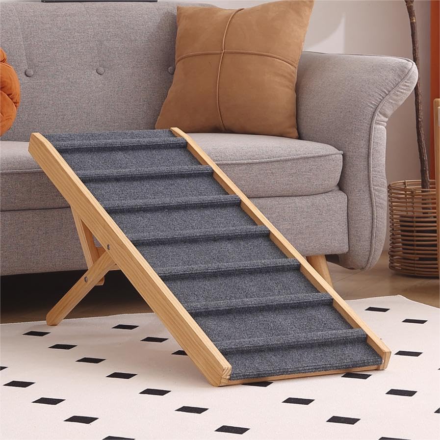 Large Dog Pet Ramp for Beds, Cars & Couches - Adjustable Dog Stairs for Small & Big Dogs - Portable Ramp for SUV, Truck & Furniture Access - Perfect for Elderly Pets & Post-Surgery Recovery