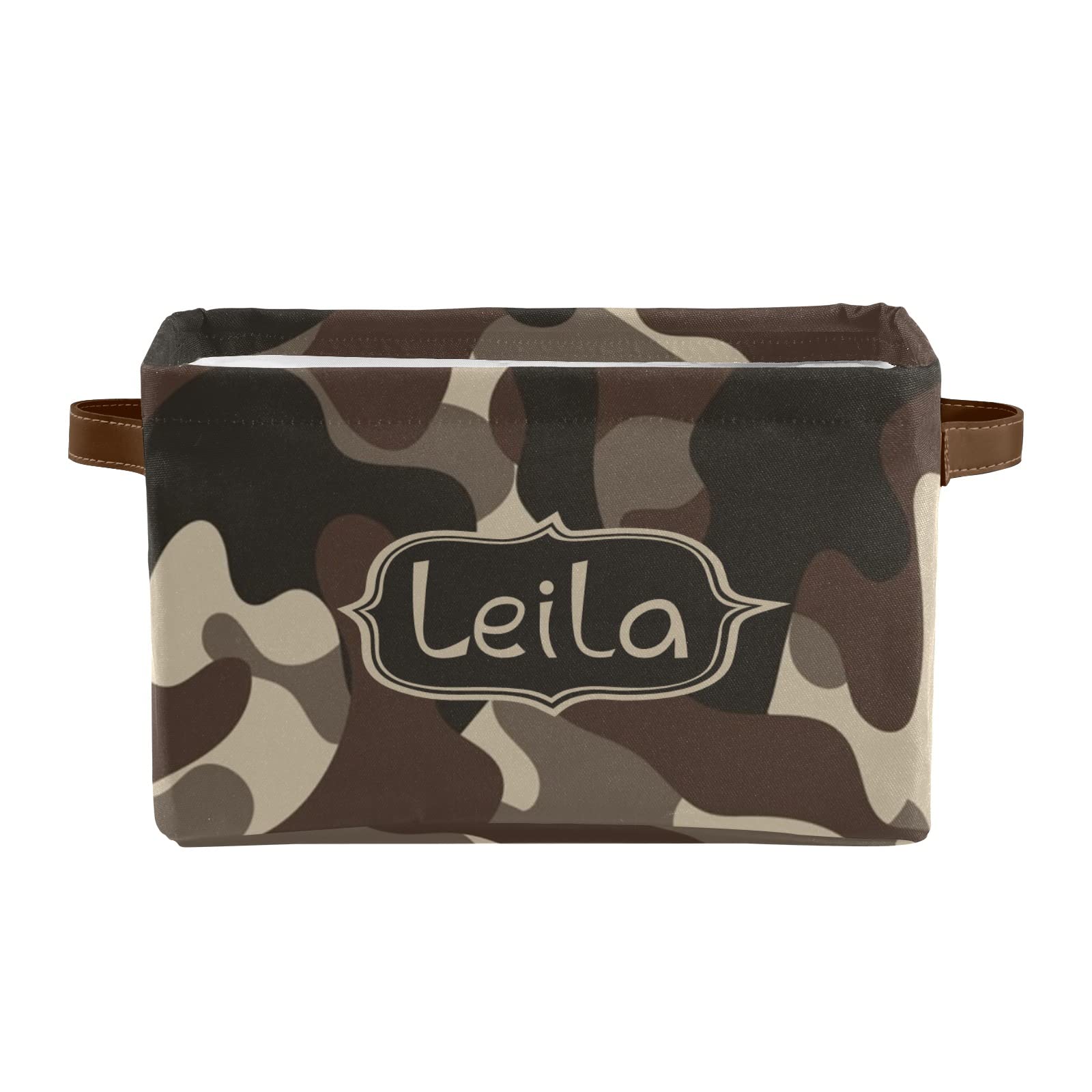 Custom Camouflage Army Color Waterproof Storage Box - Personalized Name for Clothes, Towels & Books - Bathroom & Office Organizer (1 Pack) - Perfect for Camping, Travel & Home Storage