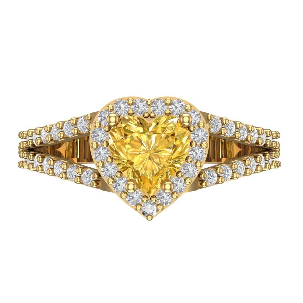 1.75ct Heart Halo Canary Yellow Simulated Diamond Ring - Anniversary & Engagement Gift