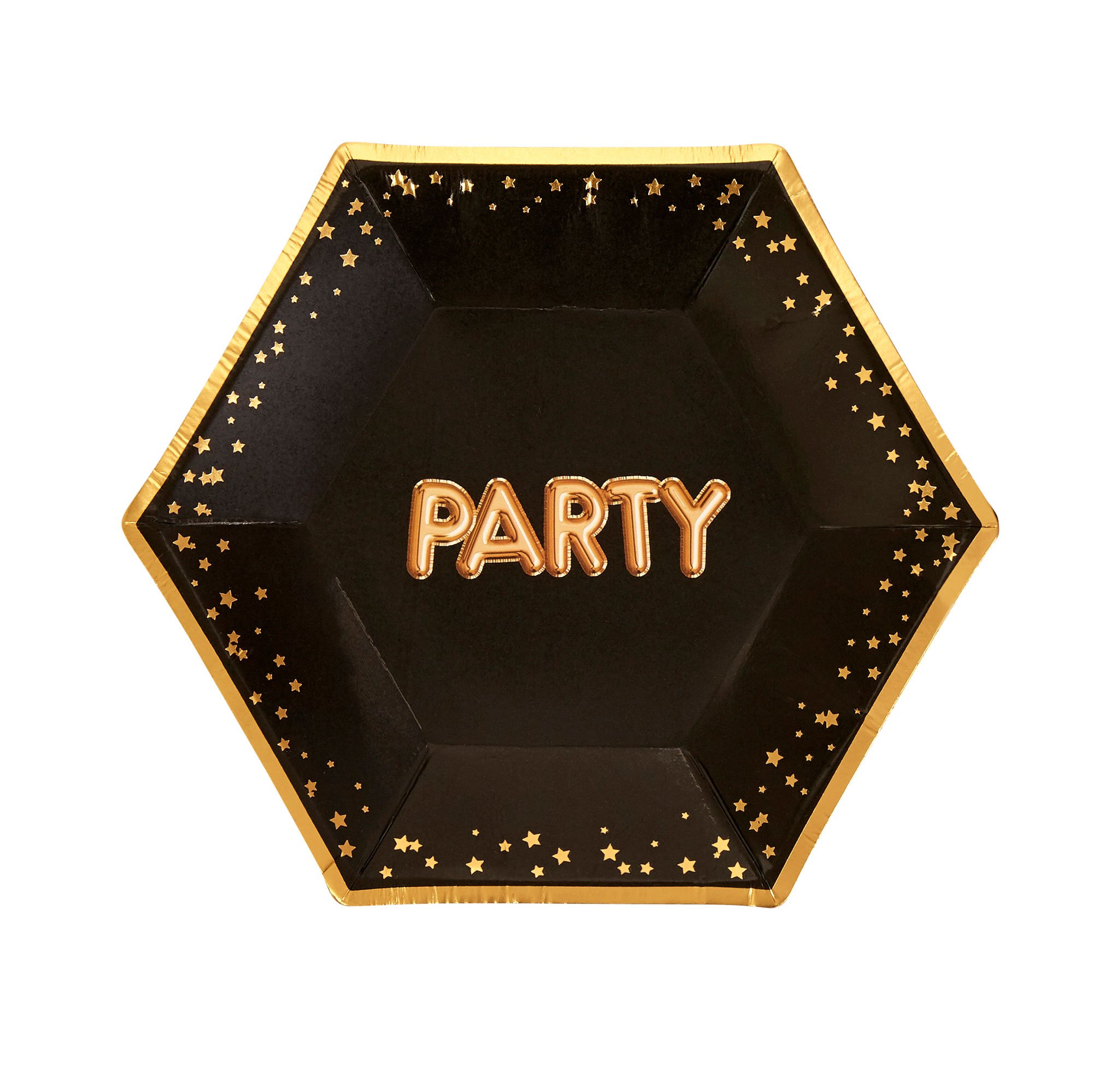 Neviti 773277 Glitz and Glamour Party Paper Plates - 8.5 Inch Black & Gold Disposable Dinnerware for Birthday, Wedding, Anniversary & Holiday Celebrations