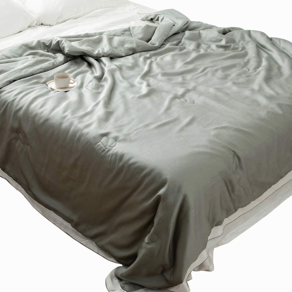 Tencel Cooling Blanket - Ultra Thin Lightweight Breathable Summer Quilt | Washable Ice Silk Bedding for Hot Sleepers | Twin Size 200x230cm Green | Perfect for Air Conditioning & Warm Weather Comfort