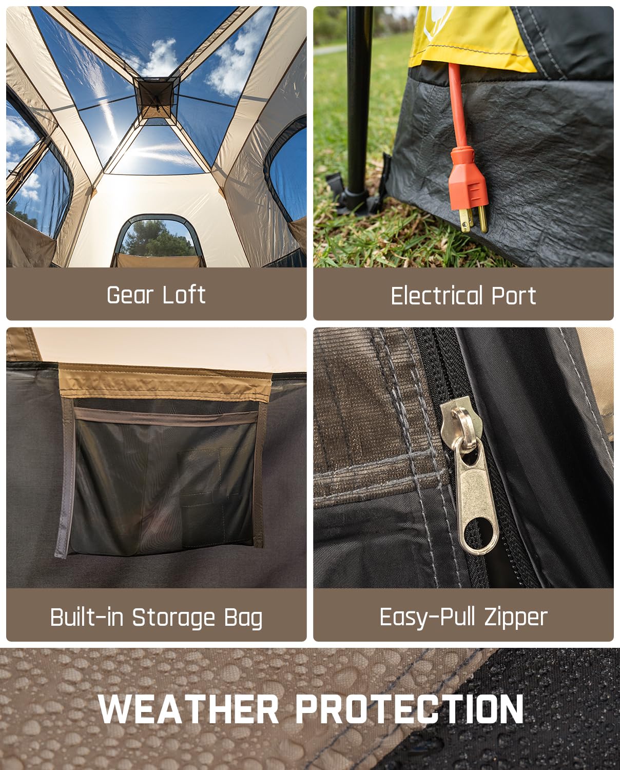 Fanttik Instant Cabin Tent for Camping - 4/6/8/10 Person Family Tent with Rainfly & Windproof Design, 60-Second Setup, Portable with Carry Bag - Perfect for Outdoor Adventures, Backpacking & Hiking Trips