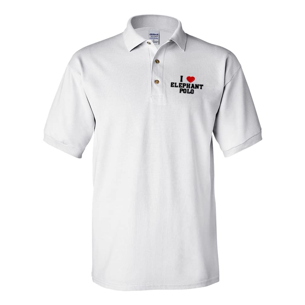 Custom Men's Polo Shirts with (Love) Elephant & Red Heart Design - 100% Cotton Comfort Fit for Sports Lovers - Perfect for Golf, Casual Wear & Team Events