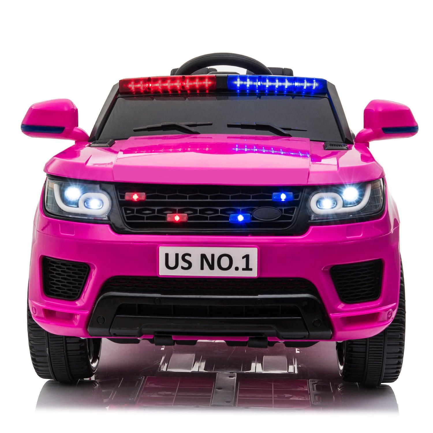 12V Kids Ride On SUV Police Car with Remote Control - Electric Toy Vehicle with Siren Sounds, Flashing Lights & Music - Perfect for Outdoor Play, Birthday Gifts & Pretend Play (Rose Red)