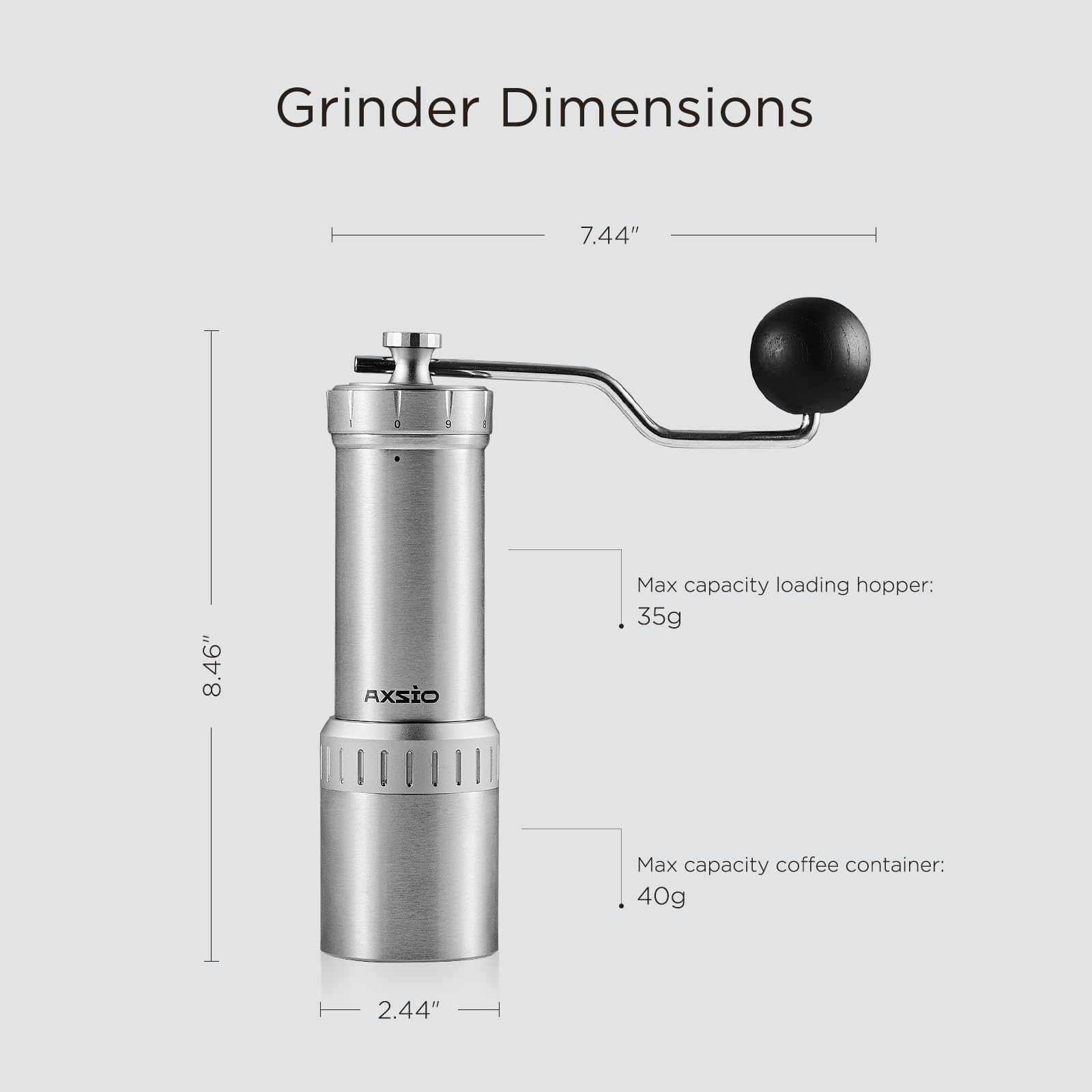 Premium Manual Coffee Grinder - Stainless Steel Conical Burr, Adjustable Coarseness, 35g Capacity for Espresso, French Press & Pour Over | Perfect for Home, Office & Travel Coffee Brewing