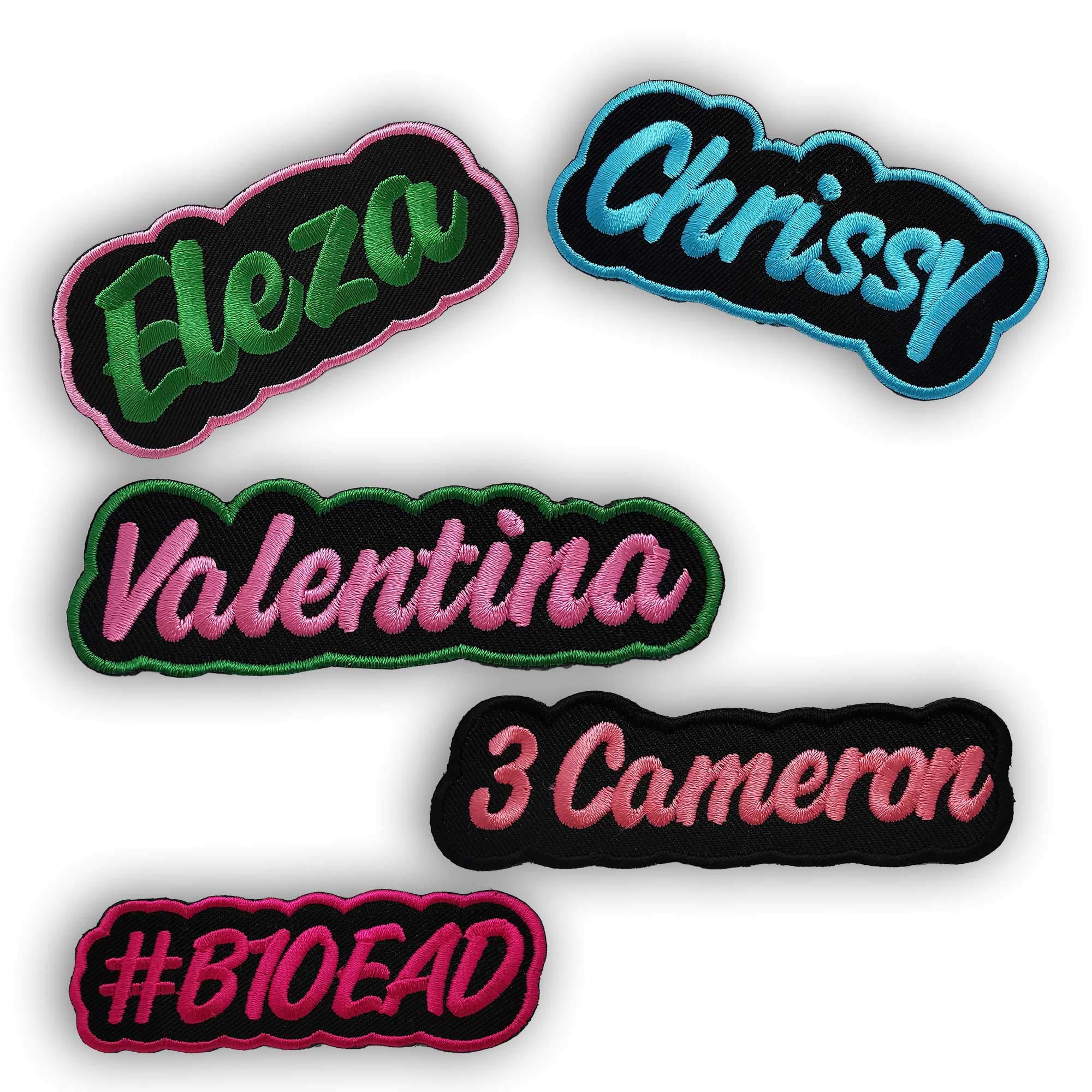 Custom Embroidered Iron On/Sew On Black Border Patch - Personalize Bags, Jeans, Backpacks, Dog Collars & Work Shirts | Unique Freehand Design for DIY Fashion & Crafts