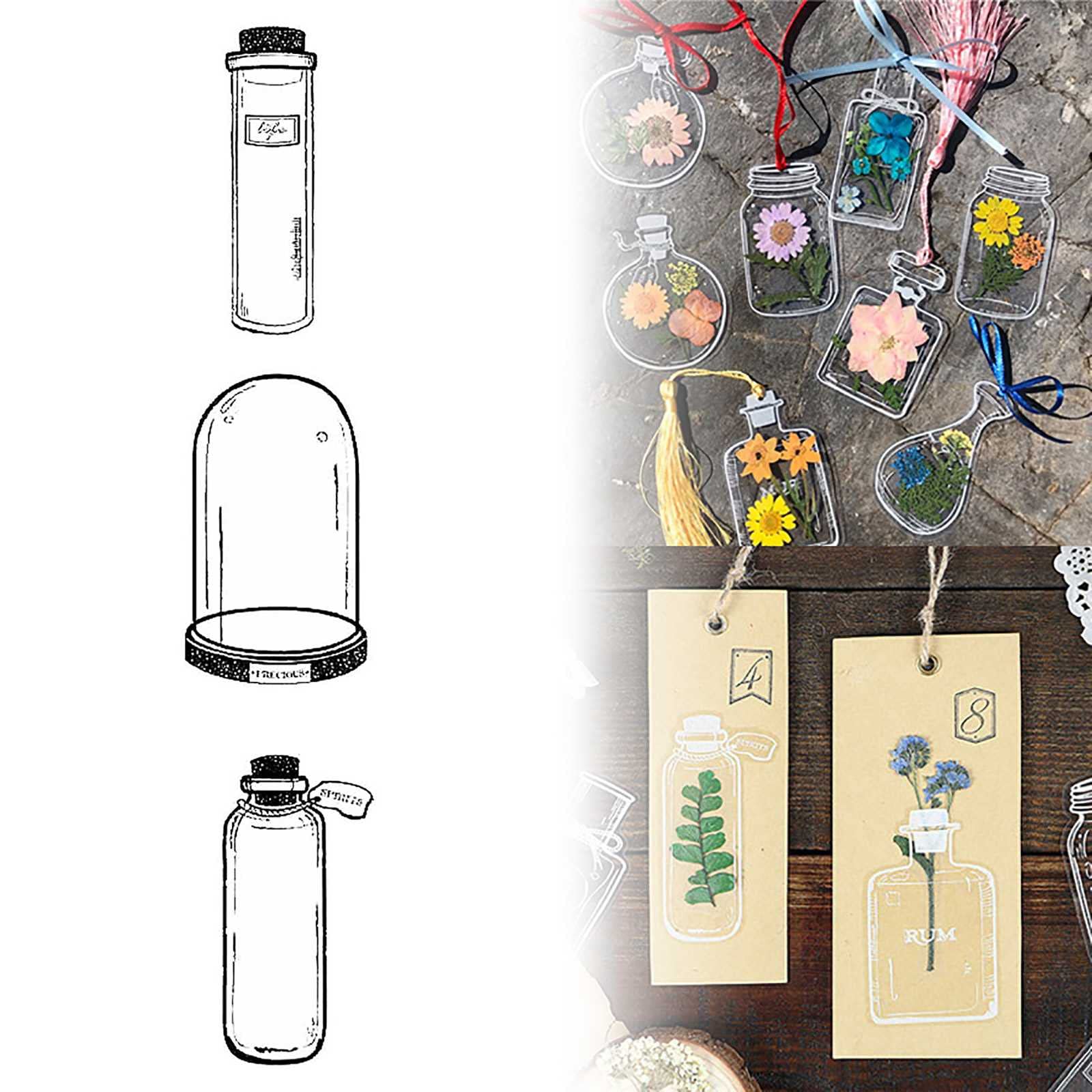 60Pcs Transparent Dried Flower Bookmarks - DIY Handmade Pressed Floral Bookmarks for Books, Journals & Gifts - Aesthetic Glass Stickers & Page Clips for Reading, Scrapbooking & Home Decor
