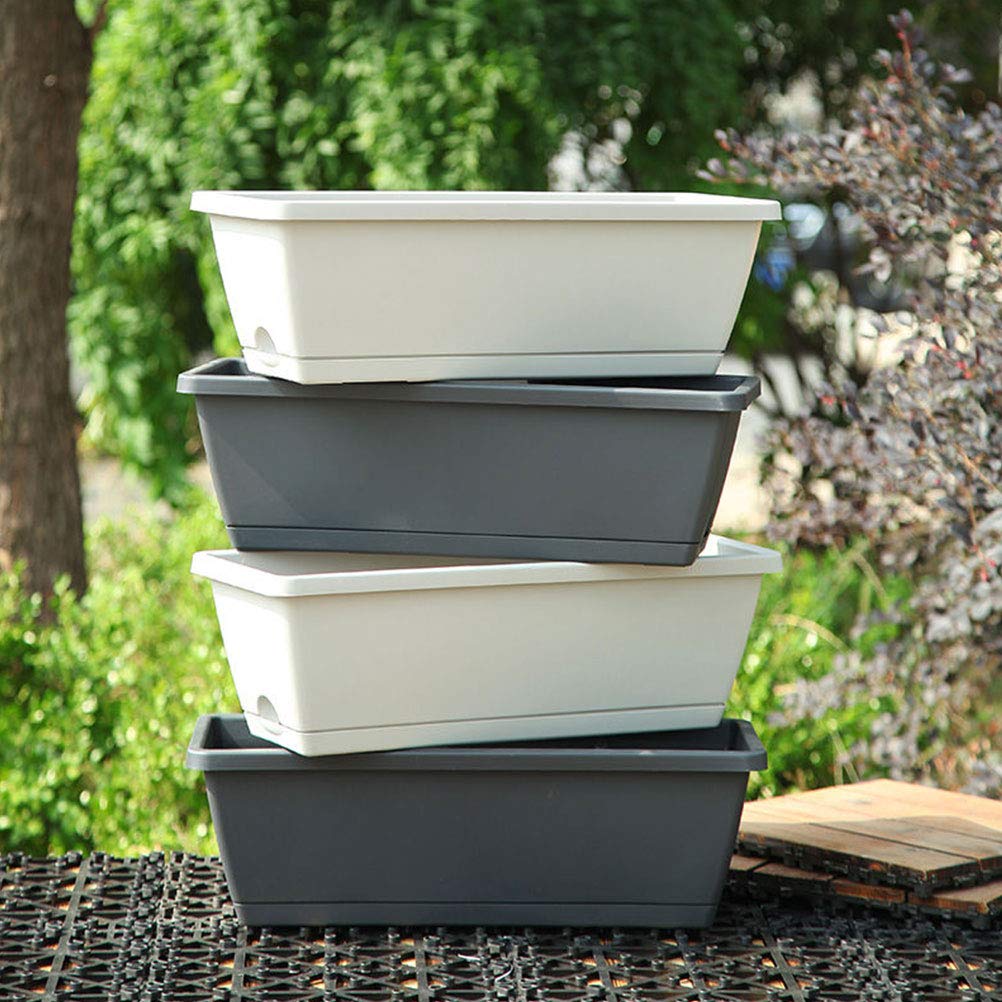 Housoutil 2-Pack Plastic Garden Plant Pots for Vegetables, Flowers, and Nursery Plants - Durable Planting Troughs for Balcony, Indoor, and Outdoor Gardening - Perfect for Herbs, Succulents, and Home Decor
