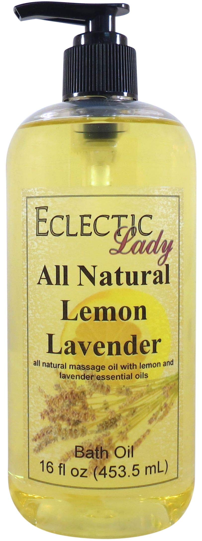 Eclectic Lady Lemon Lavender Bath Oil - Relaxing & Moisturizing Scented Body Oil for Dry, Rough & Sensitive Skin - Daily Nourishing Shower Oil (16 oz) - Perfect for Spa Nights, Stress Relief & Self-Care Rituals