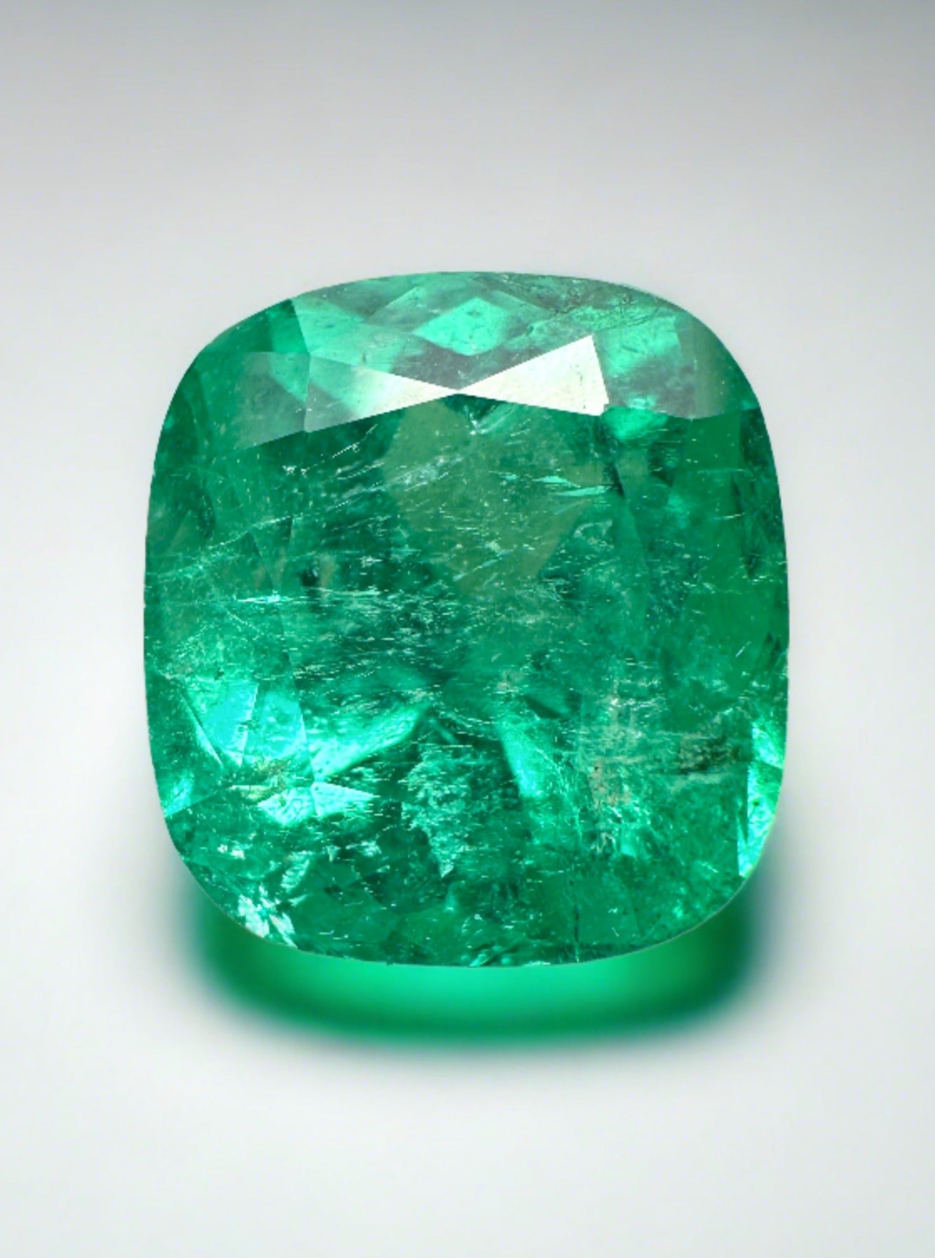 5.29 Carat Certified Natural Loose Colombian Emerald - Bluish Green Cushion Cut 10.5x9.7mm | Engagement Ring, Pendant & Jewelry Making Gemstone