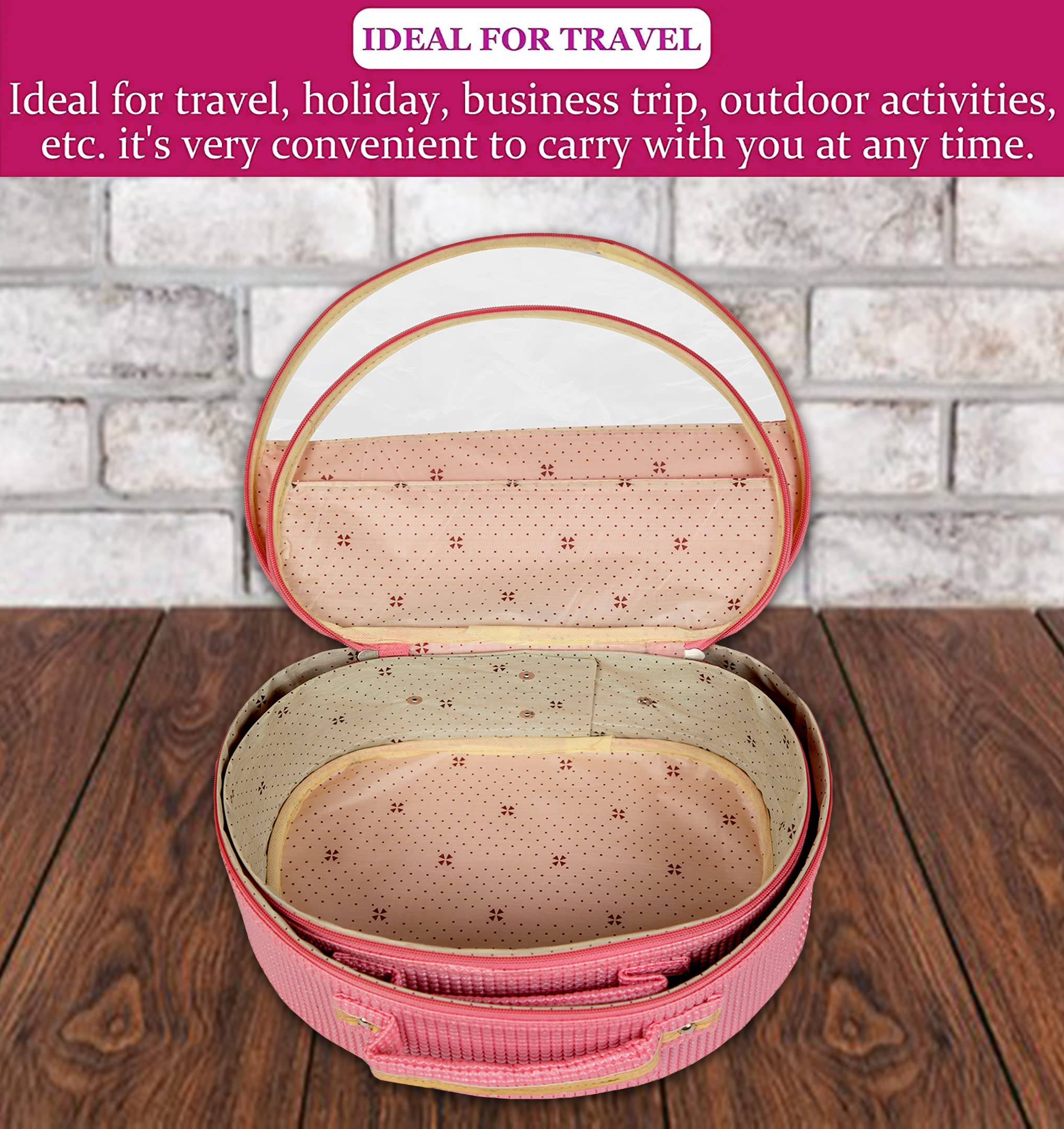 Atorakushon Fabric Travel Pouch Set - 2 Pack Pink Zippered Cosmetic Organizer Bags (Different Sizes) | Waterproof Toiletry Kit for Men & Women | Perfect for Makeup, Jewelry, Travel Essentials & Daily Use at Home, Gym, or Vacation