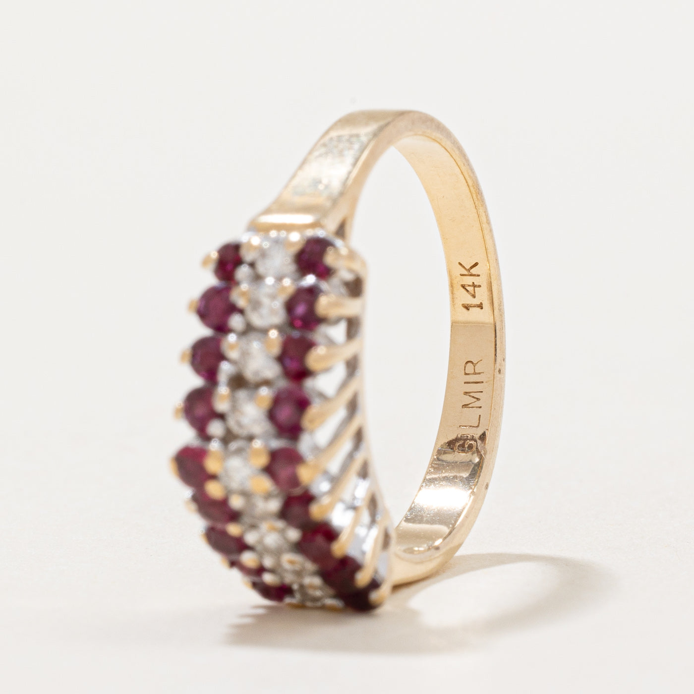 Exquisite Ruby & Diamond Cocktail Ring - 0.55ctw Total Weight, 0.18ctw Diamonds - Size 5.25 - Elegant Statement Jewelry for Evening Parties, Weddings & Special Occasions