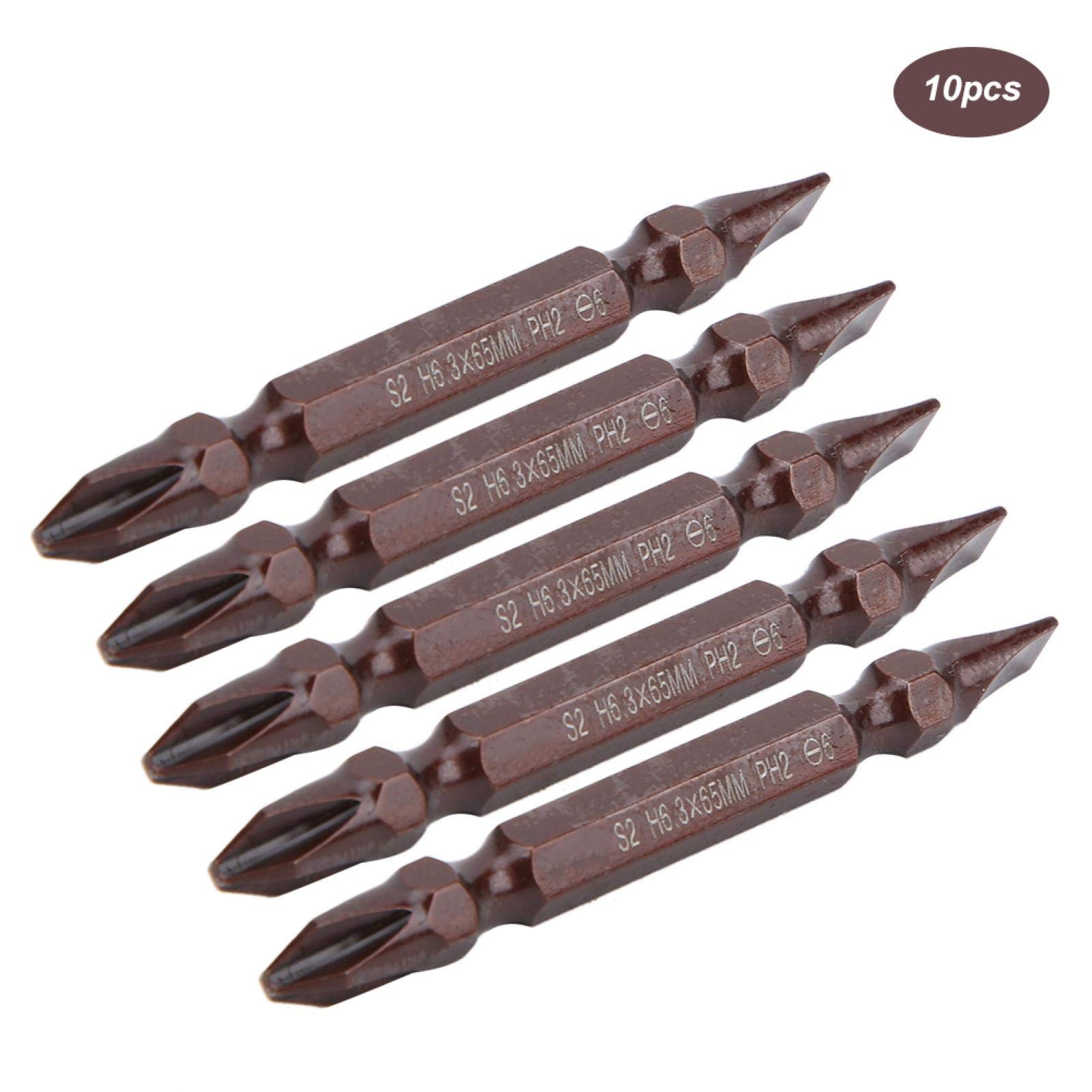 10-Piece Double Ended Magnetic Screwdriver Bit Set - H6.3 x 65mm Phillips/Slotted (Red) - Compatible with Electric & Manual Screwdrivers - Perfect for DIY Home Repairs, Furniture Assembly, and Electronics Maintenance