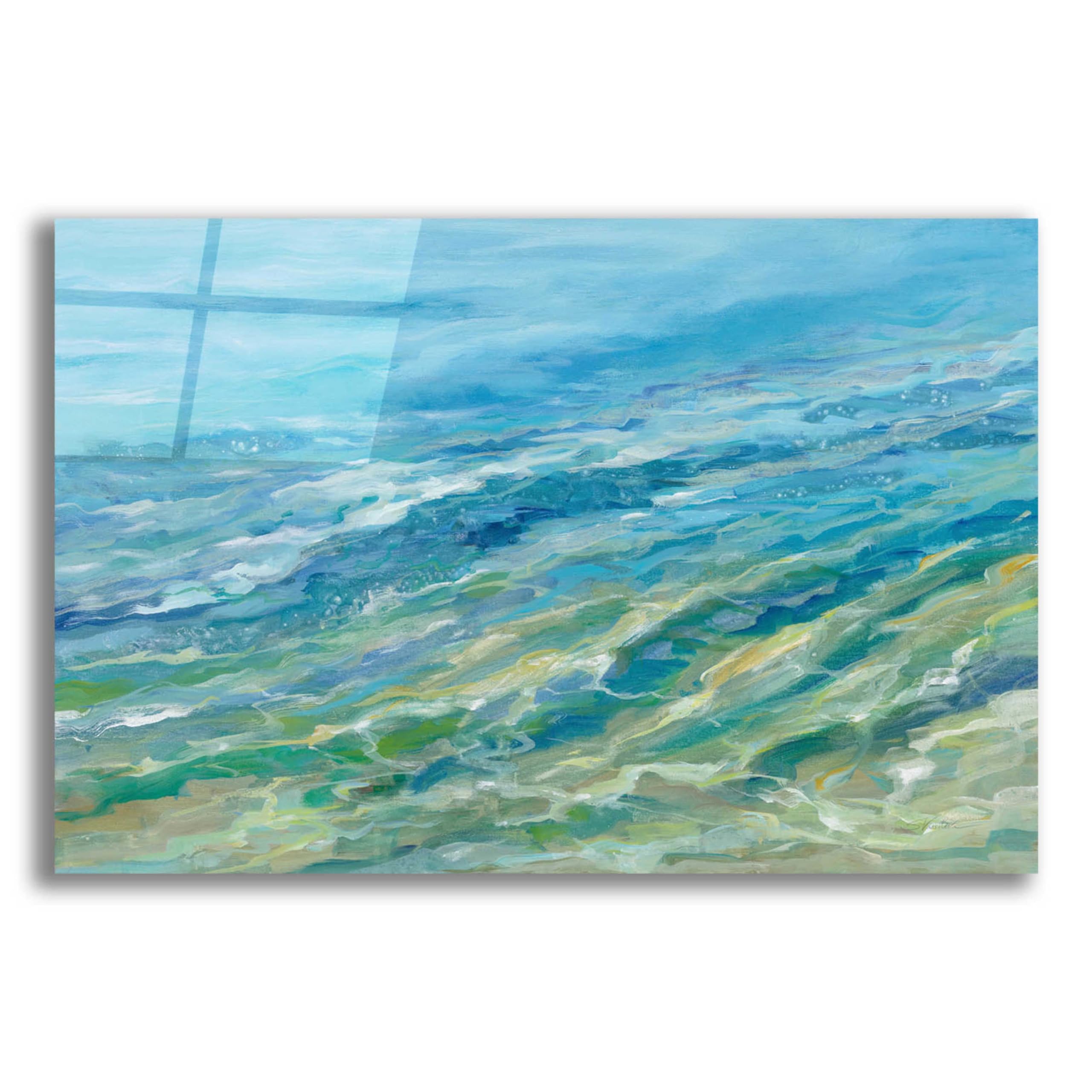 Silvia Vassileva 'Seabed' Acrylic Glass Wall Art - 24x16 Inches Modern Ocean Painting for Living Room, Bedroom & Office Decor